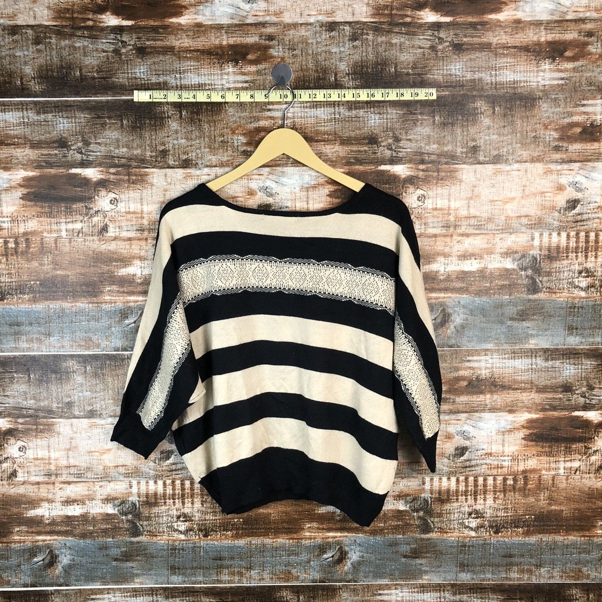 Japanese Brand Oversized Page Boy Stripe Brown Knitwear #A965 Size XL / US 12-14 / IT 48-50 - 11 Thumbnail