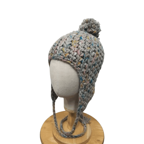 Japanese Brand 🏔 Vintage japan handmade crochet earflap beanie hat Size ONE SIZE - 1 Thumbnail