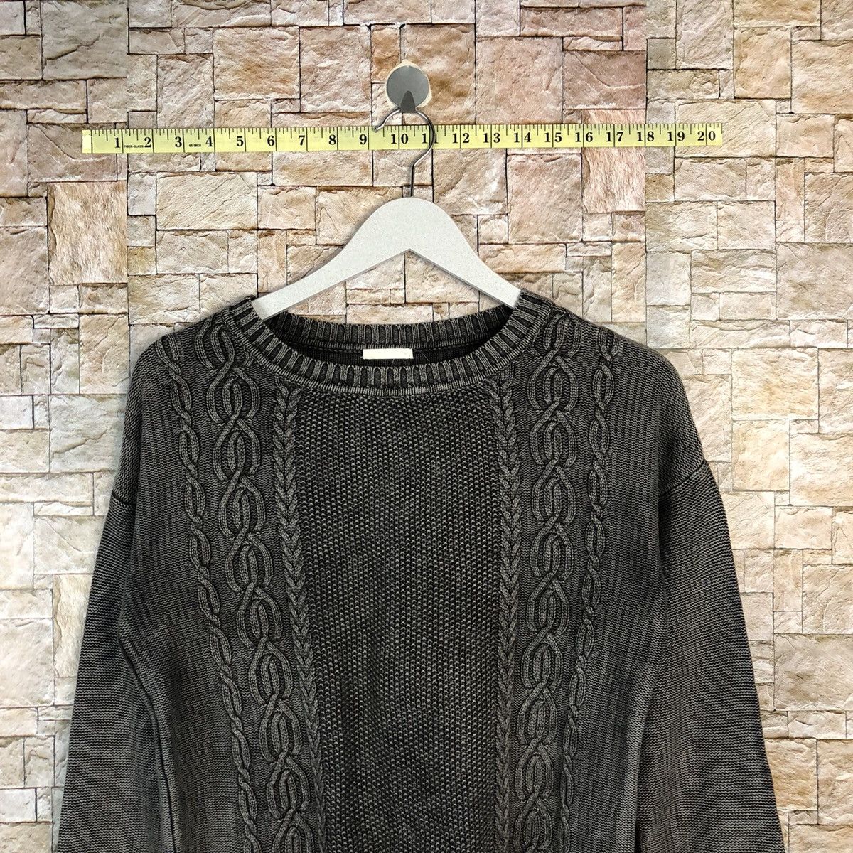 GU × Homespun Knitwear × Japanese Brand GU Grey faded cable Knitwear #A1110 Size US S / EU 44-46 / 1 - 2 Thumbnail