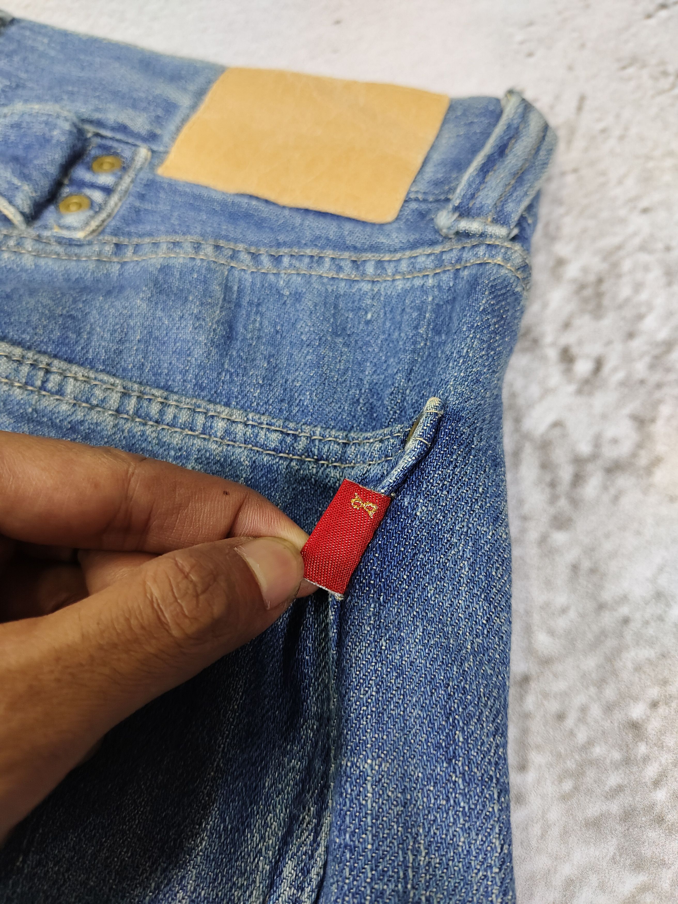 Japanese Brand STALL🇯🇵 Tribal Woven Layer Distressed Selvedge Denim Jeans Size US 34 / EU 50 - 9 Thumbnail