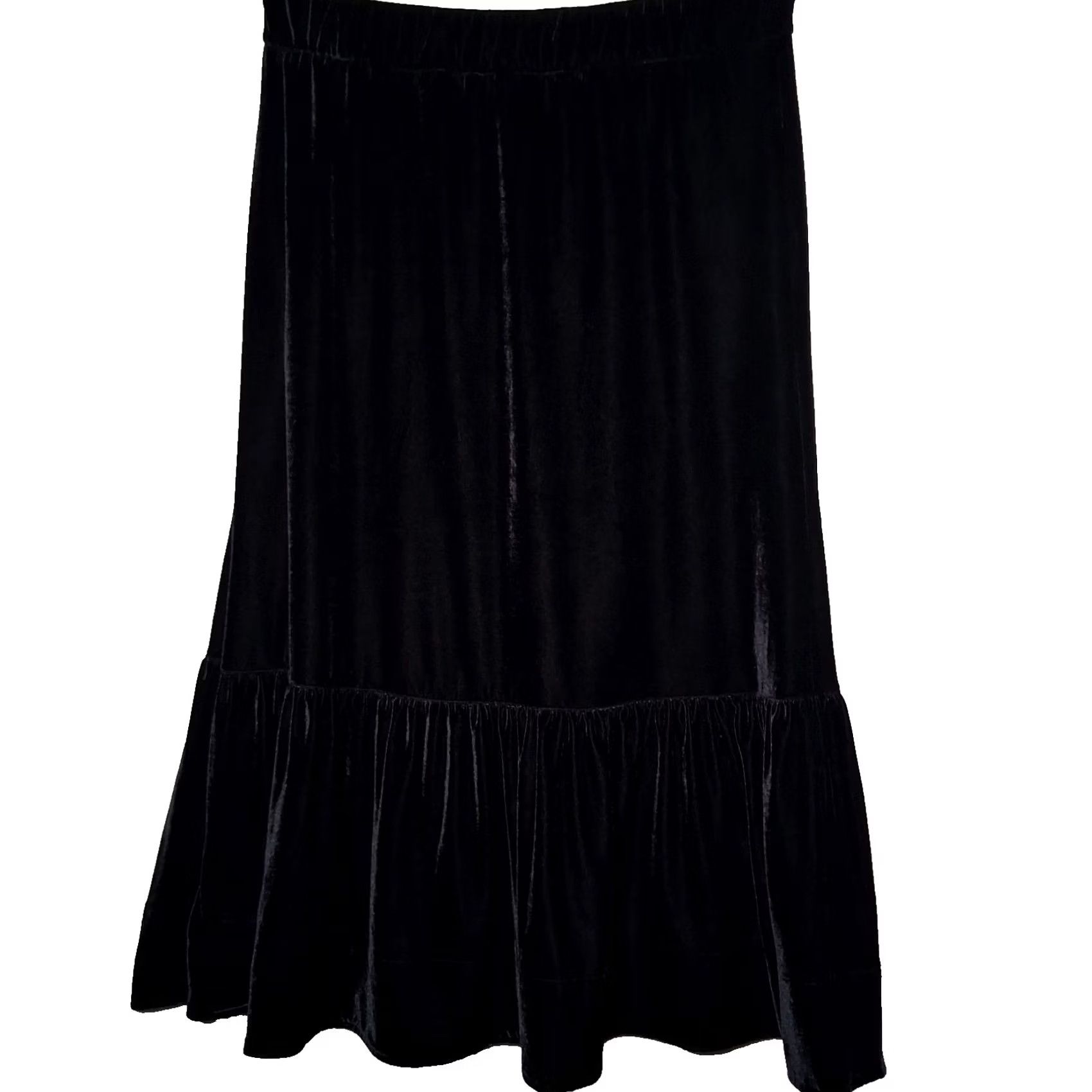 Soft Surroundings Soft Surroundings Skirt Large Long Black Velour Riffle Whimsigoth Dark Fairy Size 36" / US 14 / IT 50 - 2 Thumbnail