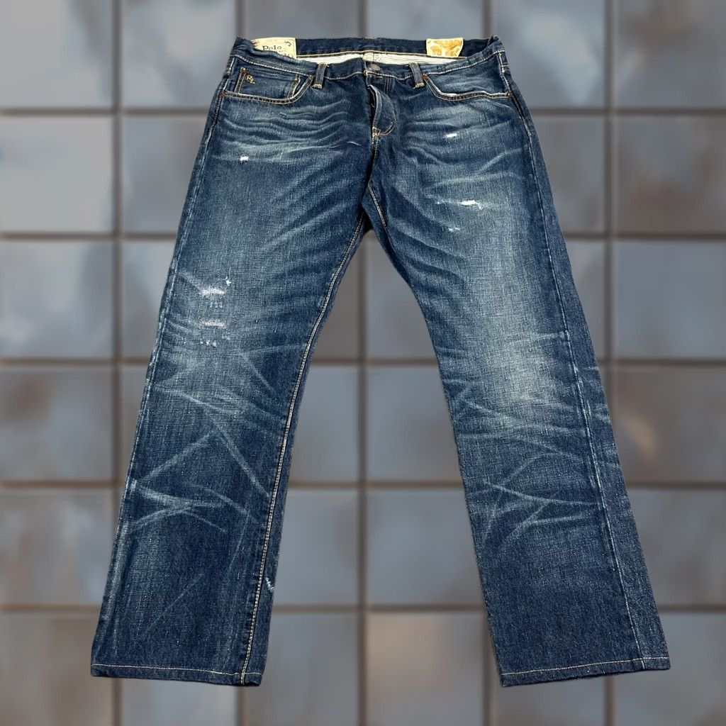 Polo Ralph Lauren Polo Ralph Lauren Jeans Tapered 34 30 Dark Wash Blue Whiskering Honeycomb Men Jeans Size US S / EU 44-46 / 1 - 1 Thumbnail