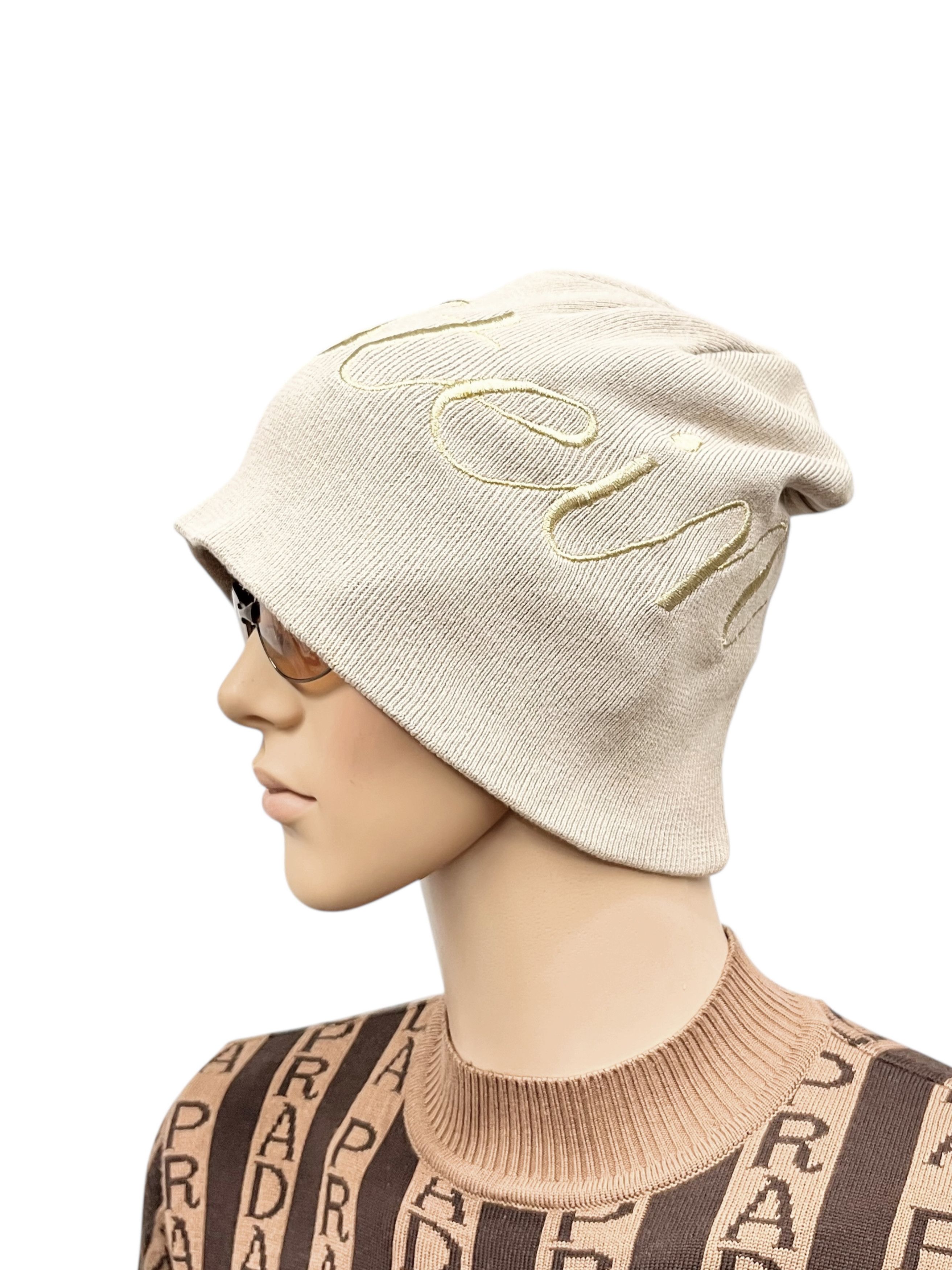 Designer APESTEIN Big Gold Embroidery Spell-out Large Beanie Size ONE SIZE - 2 Thumbnail