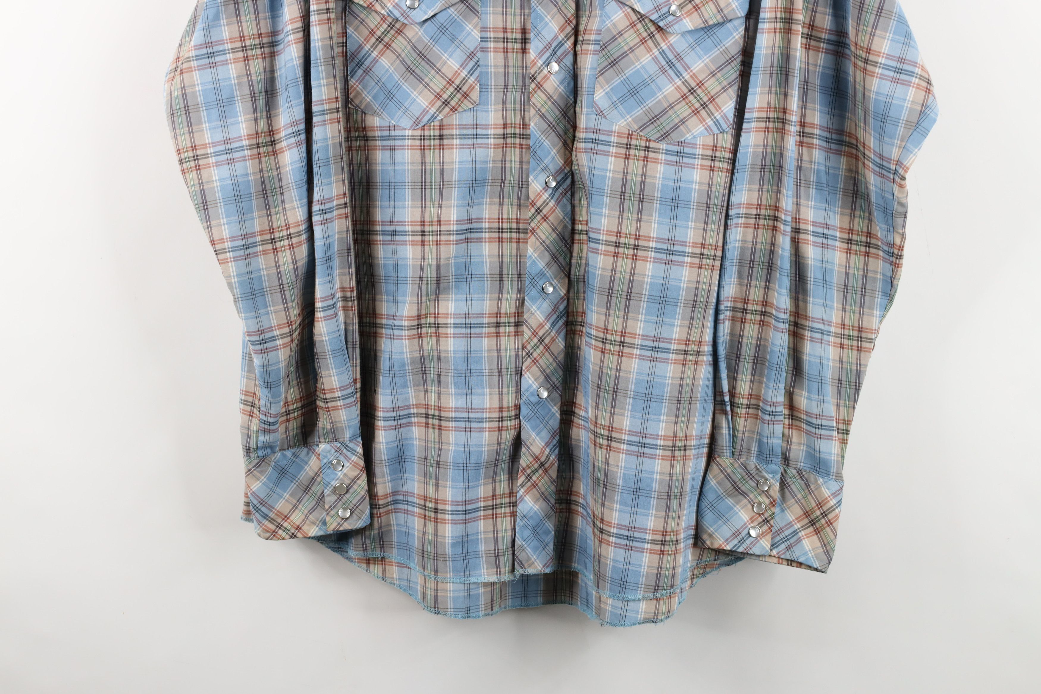 Wrangler Vintage 70s Wrangler Cowboy Snap Button Shirt Rainbow Plaid Size US L / EU 52-54 / 3 - 3 Thumbnail