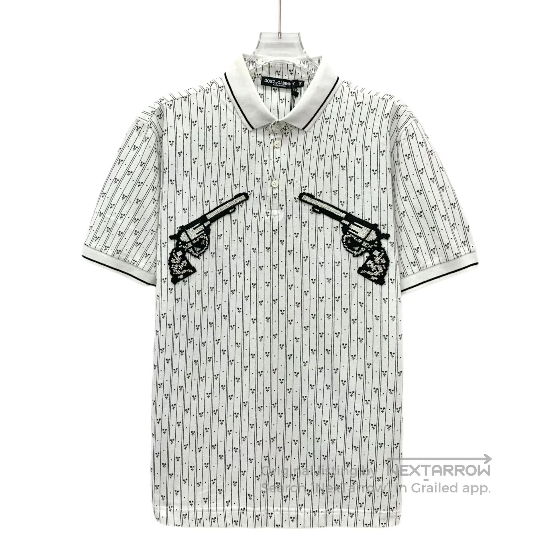 Dolce & Gabbana Dolce Gabbana White Floral Handgun Embroidered Cotton Coll Size US S / EU 44-46 / 1 - 1 Thumbnail