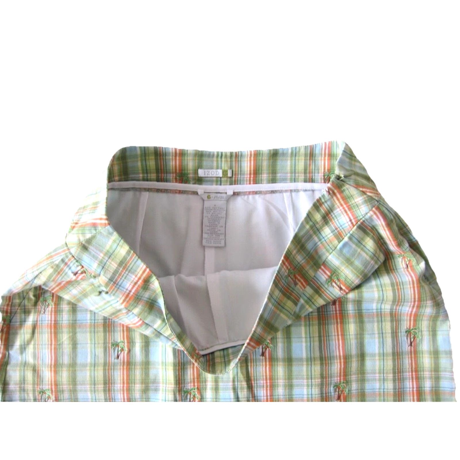 Izod IZOD Flex Cotton Stretch Green Orange Plaid Palm Tree Pocket Shorts Skort Size 8 Size 30" / US 8 / IT 44 - 4 Thumbnail