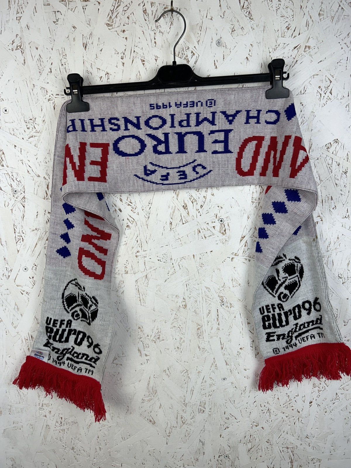 UEFA 90s Vintage UEFA 96 Euro 1996 England Fanwear Soccer Scarf Size ONE SIZE - 7 Thumbnail