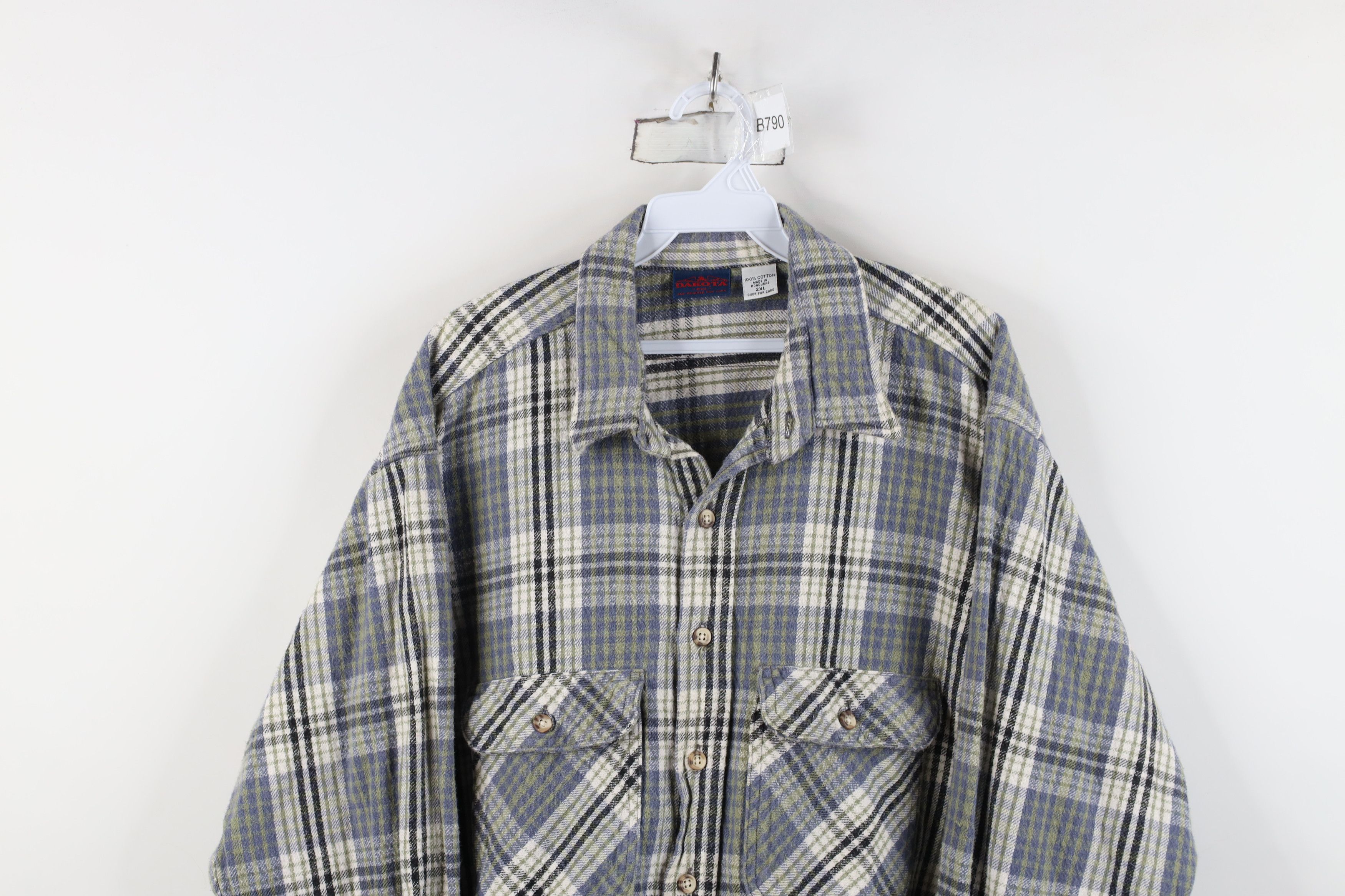 Vintage Vintage 90s Heavyweight Flannel Collared Button Shirt Plaid Size US XXL / EU 58 / 5 - 2 Thumbnail
