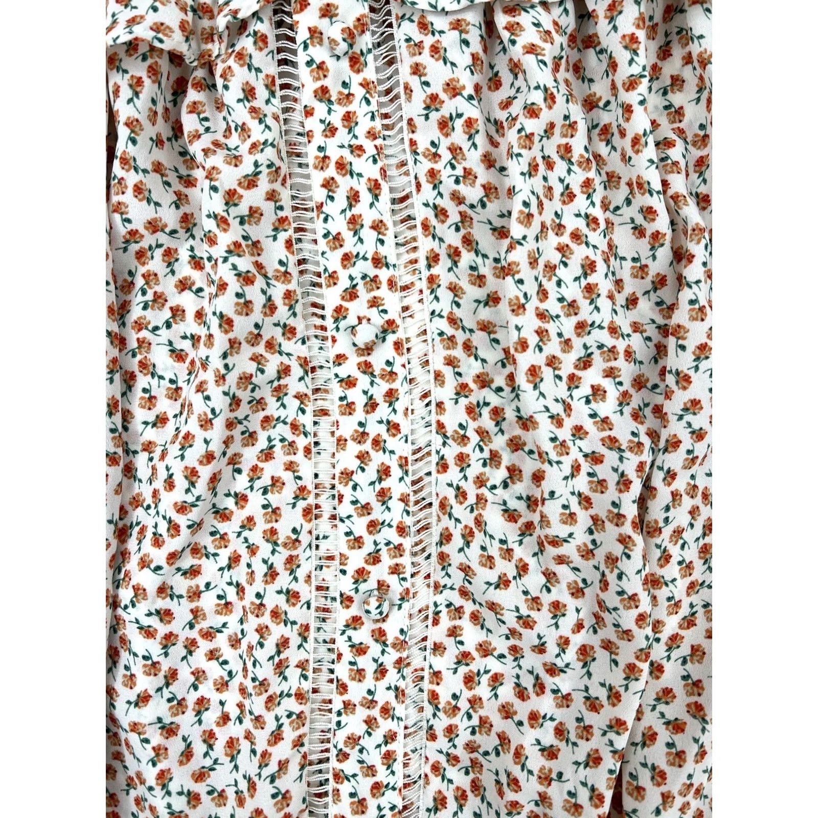 Vintage NWTs Womens Sienna Sky Blouse XS White Floral Off the Shoulder Button Up Shirt Size XS / US 0-2 / IT 36-38 - 5 Thumbnail