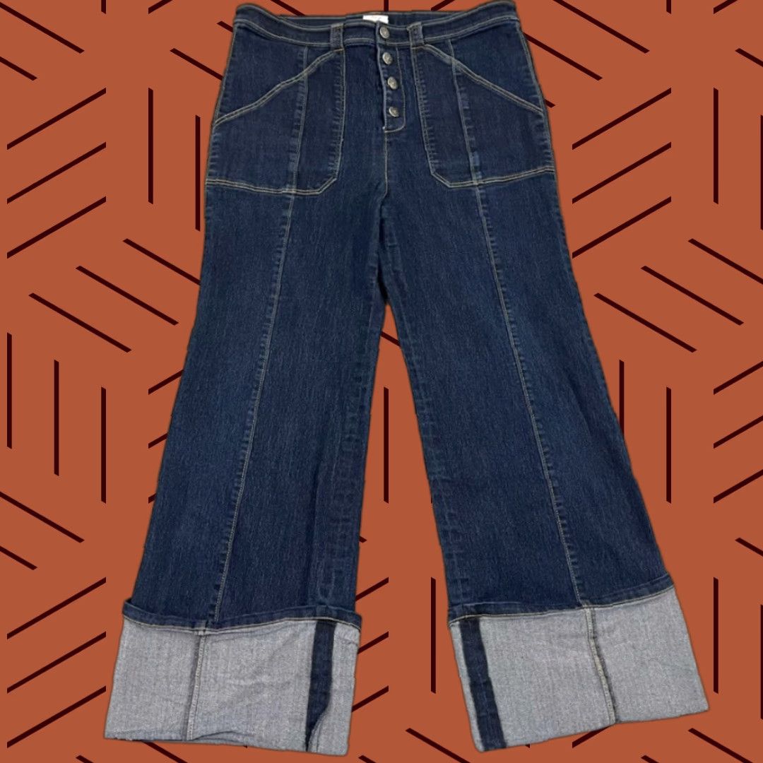 5 a 7 Cinq a Sept Benji Pant Jeans Womens Sz 14 Oceane Blue Denim Cuffed Ankle