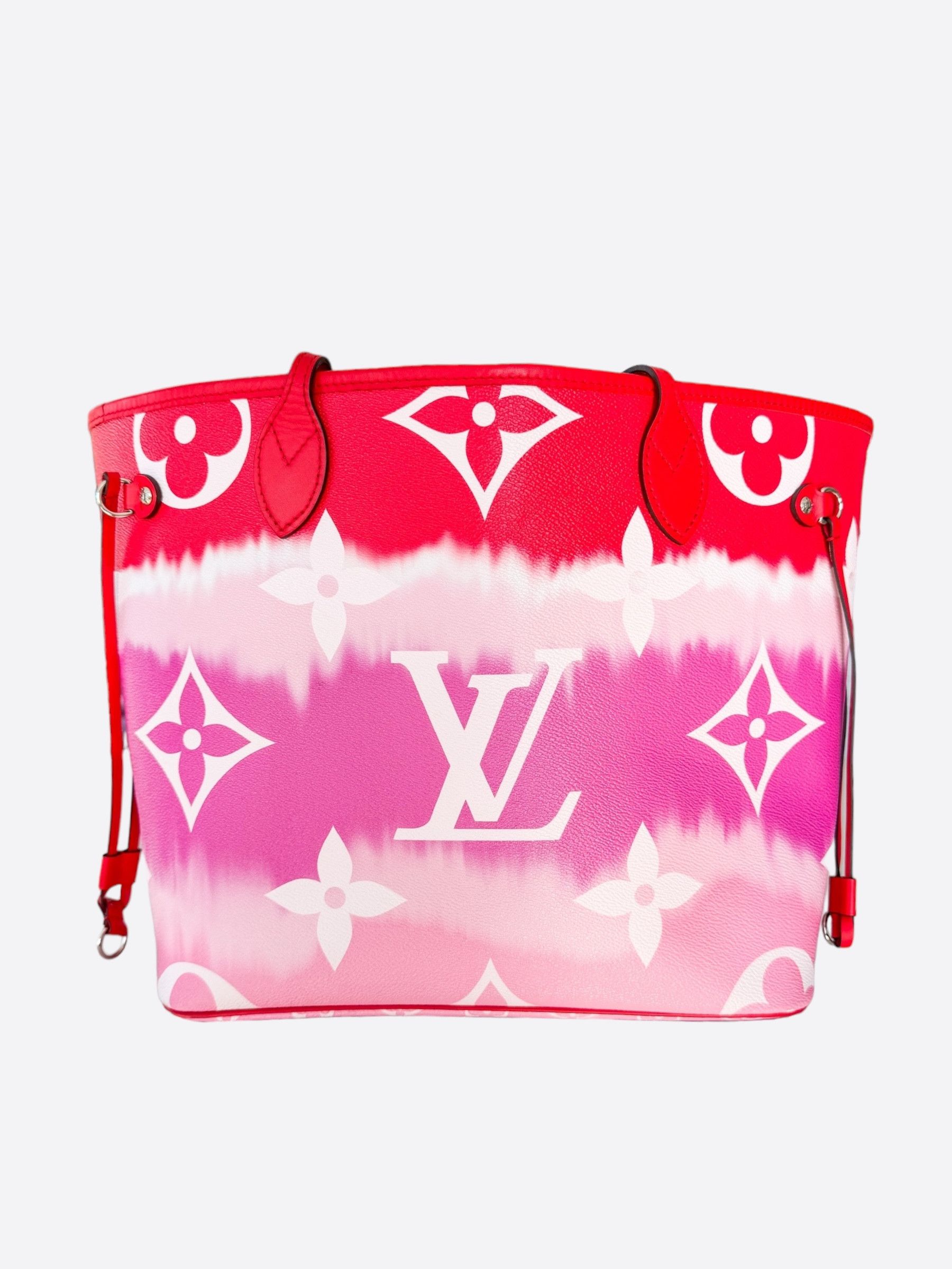 image of Louis Vuitton Pink & Red Escale Monogram Neverfull Mm, Women's