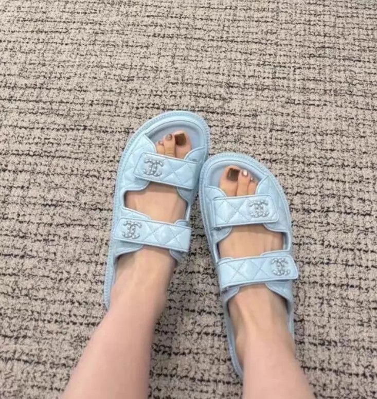 Chanel Chanel blue CC velcro sandals 37 NIB Size US 6.5 / IT 36.5 - 8 Thumbnail