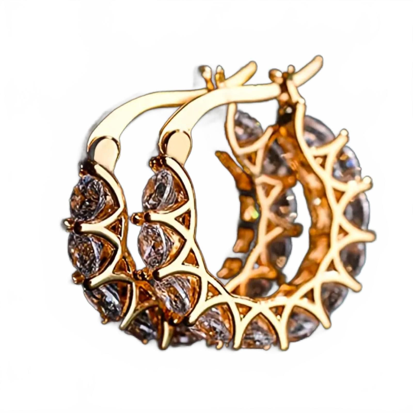 Designer Zircon Hoop Earrings Gold Plated NWT Size ONE SIZE - 1 Thumbnail