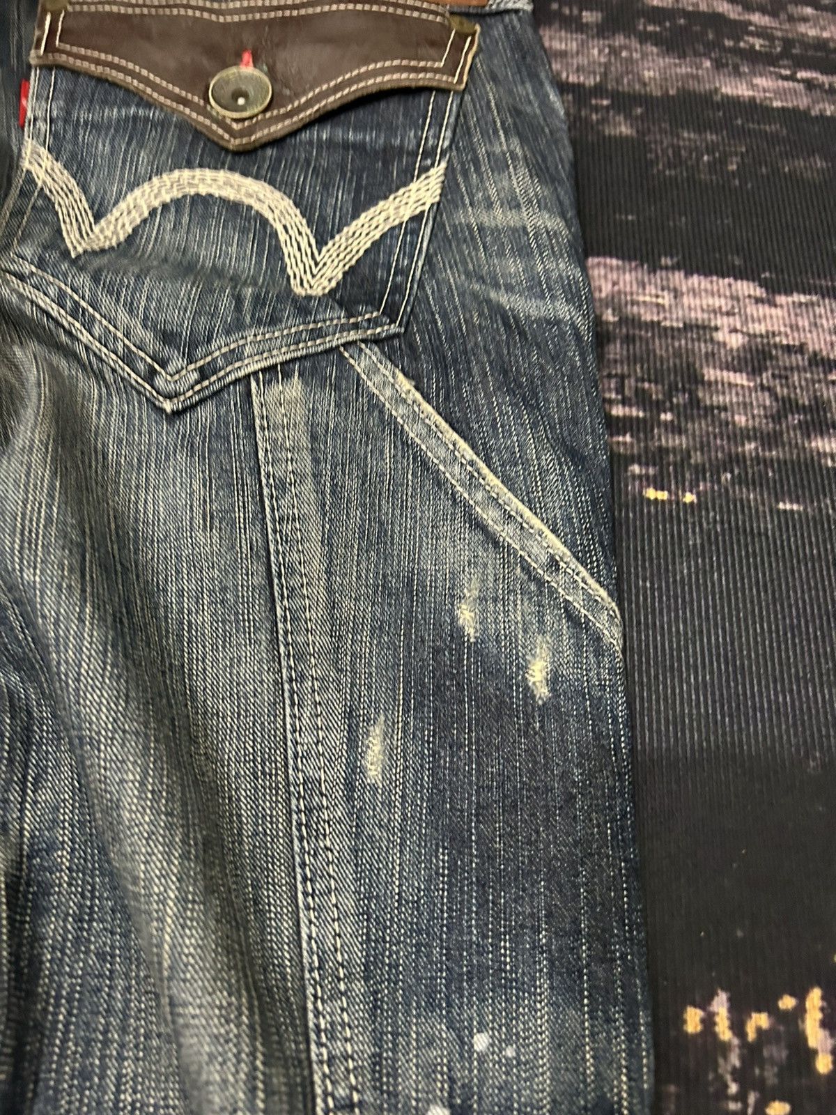 Edwin Vintage Wash Edwin 503 Blue Trip Distressed Carpenter Jeans Size US 34 / EU 50 - 9 Thumbnail