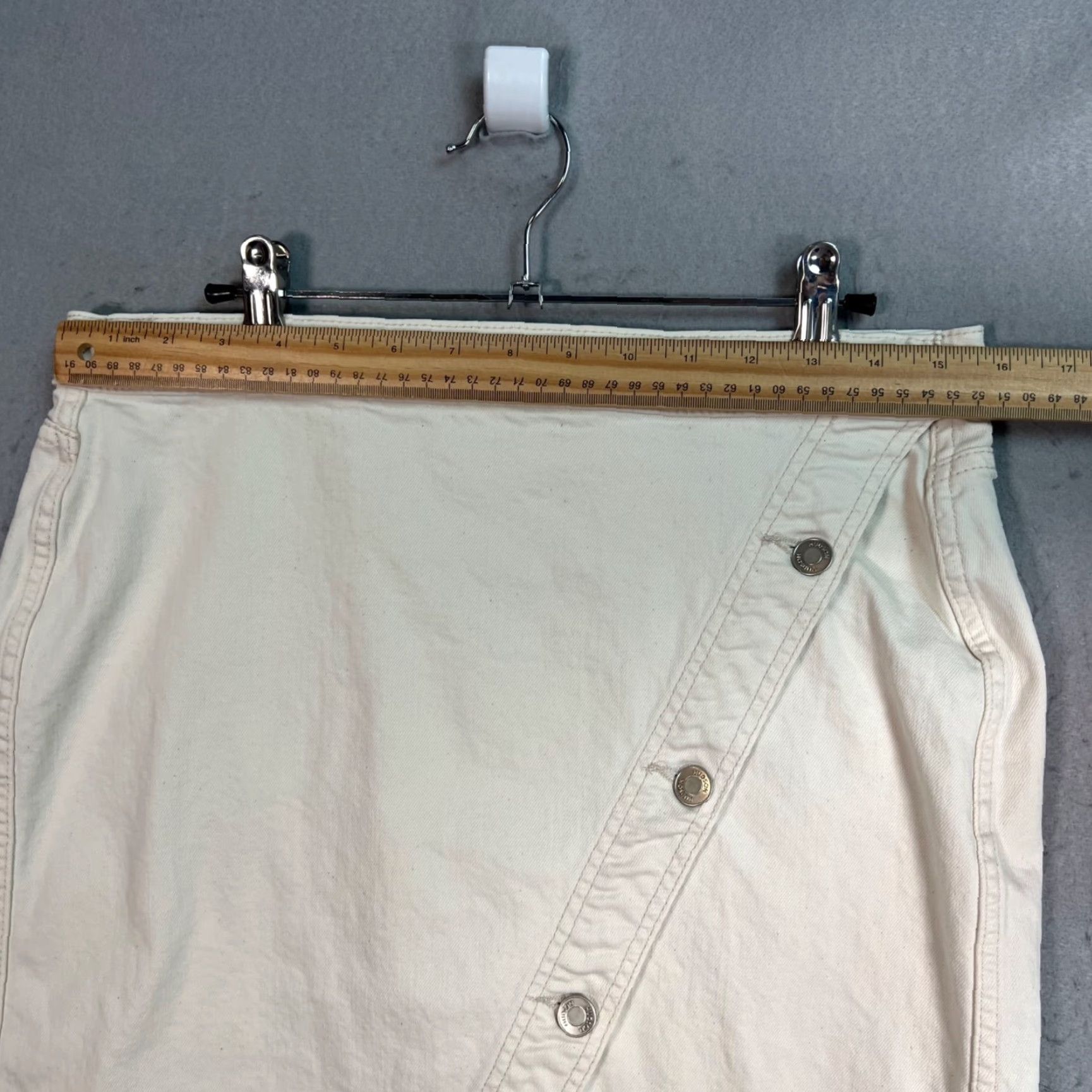Hudson Hudson Womens Skirt Denim White Mini Short 32 Checked Cotton Lyocell Blend Button Vintage No N/A Size 24" / US 00 / IT 34 - 6 Thumbnail