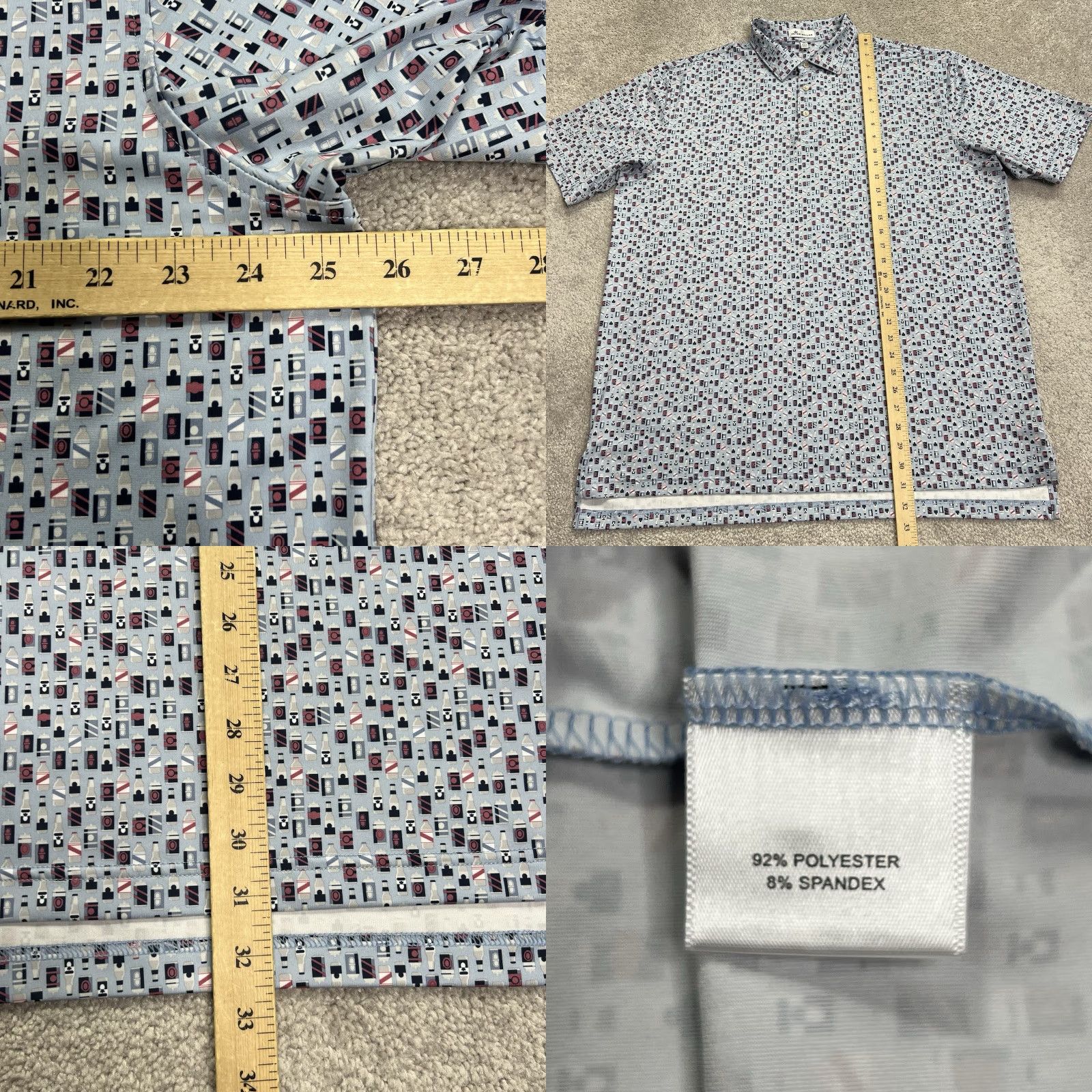 Peter Millar Peter Millar Polo Shirt Mens XL Blue Summer Comfort All Over Golf Bottle Drinks Polo Shirt OG Size US XL / EU 56 / 4 - 8 Thumbnail