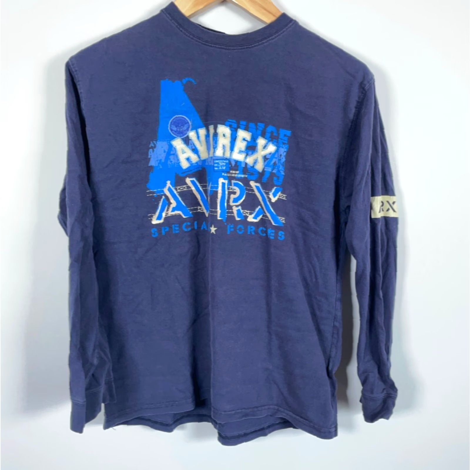 Avirex VINTAGE Avirex T-Shirt Mens Small Dark Blue Long Sleeve Graphic Print Retro VTG Streetwear Crew Neck Size US S / EU 44-46 / 1 - 2 Thumbnail
