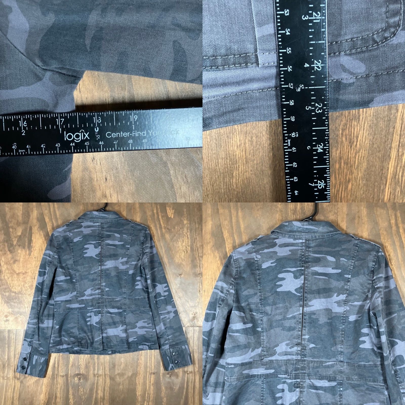 Ann Taylor VINTAGE Ann Taylor LOFT Womens Jacket Gray Camouflage Utility Button Up Stretch 6 Size M / US 6-8 / IT 42-44 - 8 Thumbnail