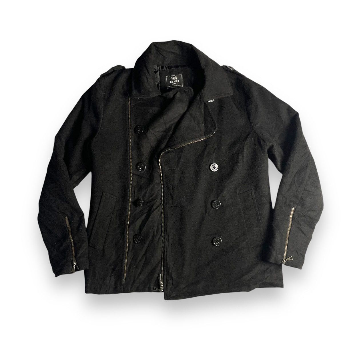 Beams Plus 🇯🇵 BEAMS PLUS WOOL PEA COAT Size US L / EU 52-54 / 3 - 3 Thumbnail