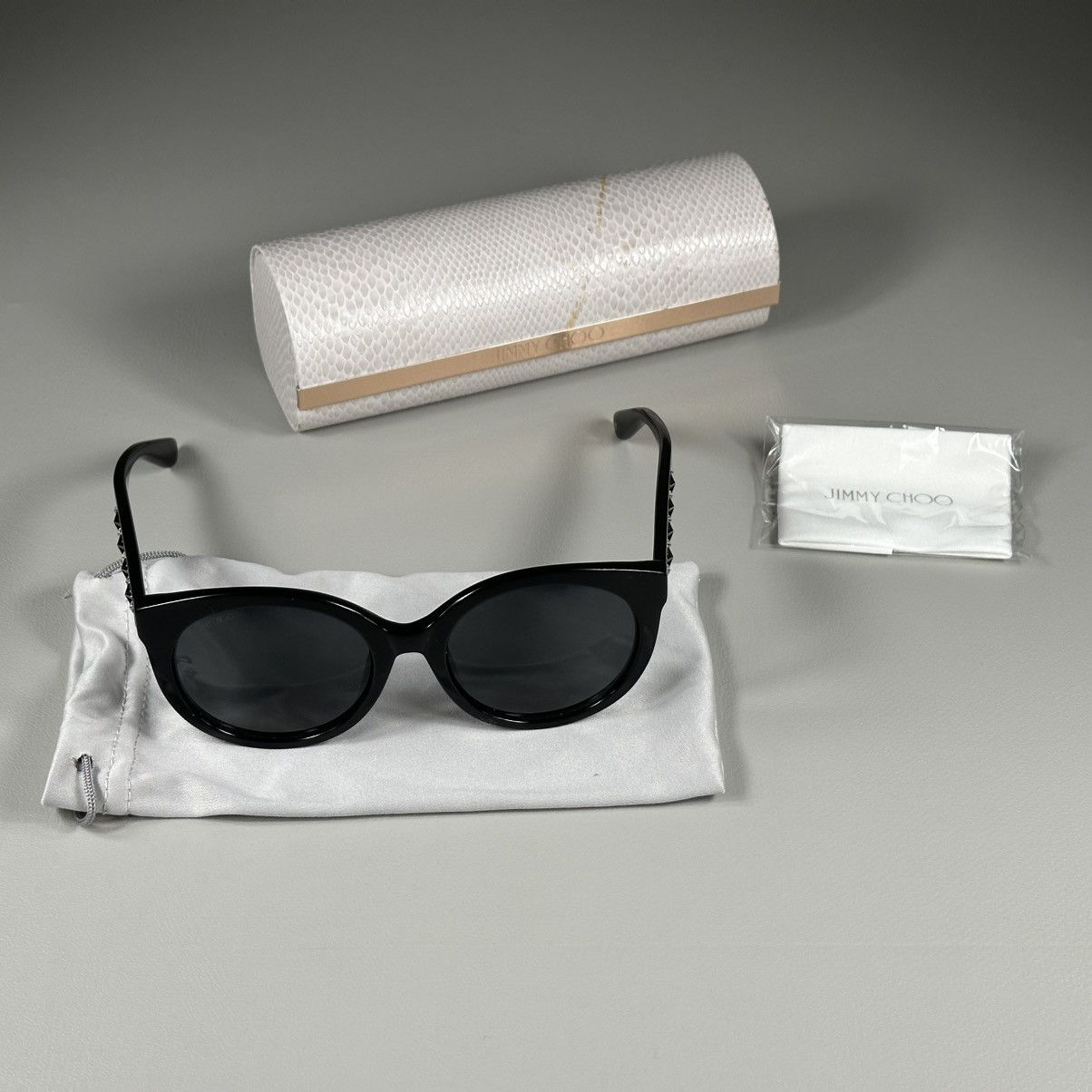 Jimmy Choo Jimmy Choo ASTAR/F/S 54_19_135 Cat Eye Black Sunglasses Size ONE SIZE - 9 Thumbnail