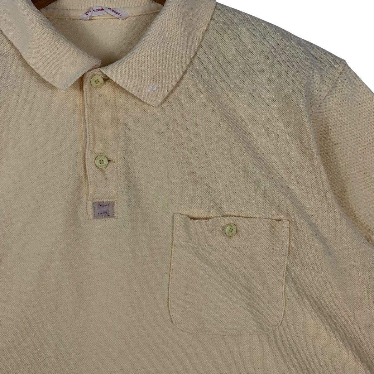Vintage PAPAS Maniere De Heming Yellow Collar Plain TShirt Size US L / EU 52-54 / 3 - 3 Thumbnail