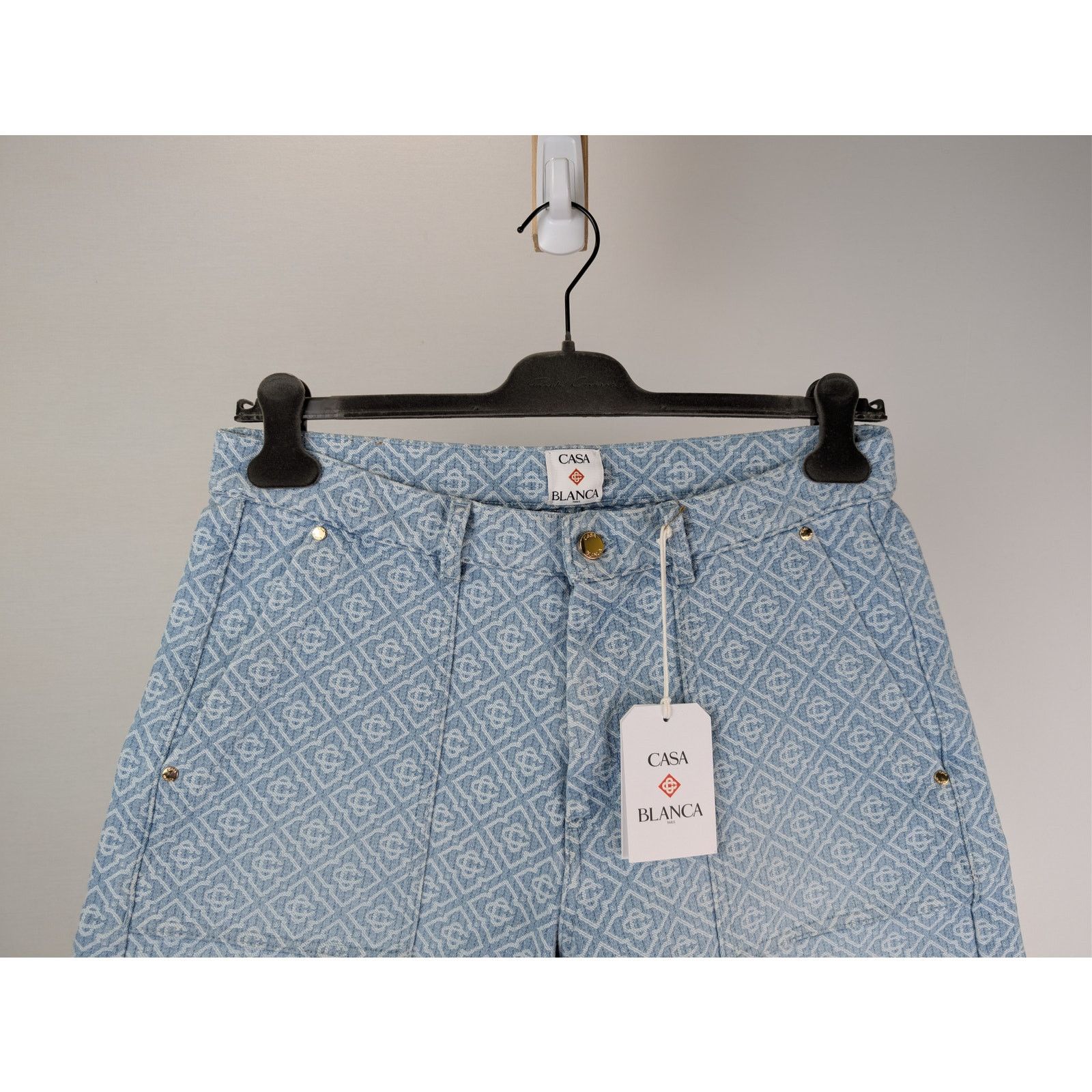 Casablanca o1rshd1 Denim Relaxed Monogram Denim Shorts in Washed Blue Size US 34 / EU 50 - 3 Thumbnail