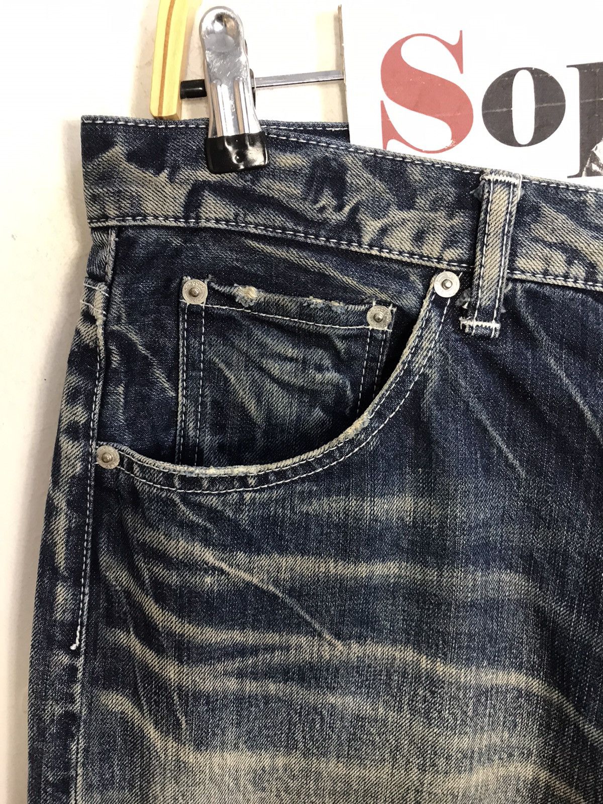 Japanese Brand Vtg Swagger Light Wash The Back Side Logo Money Jeans Size US 34 / EU 50 - 6 Thumbnail