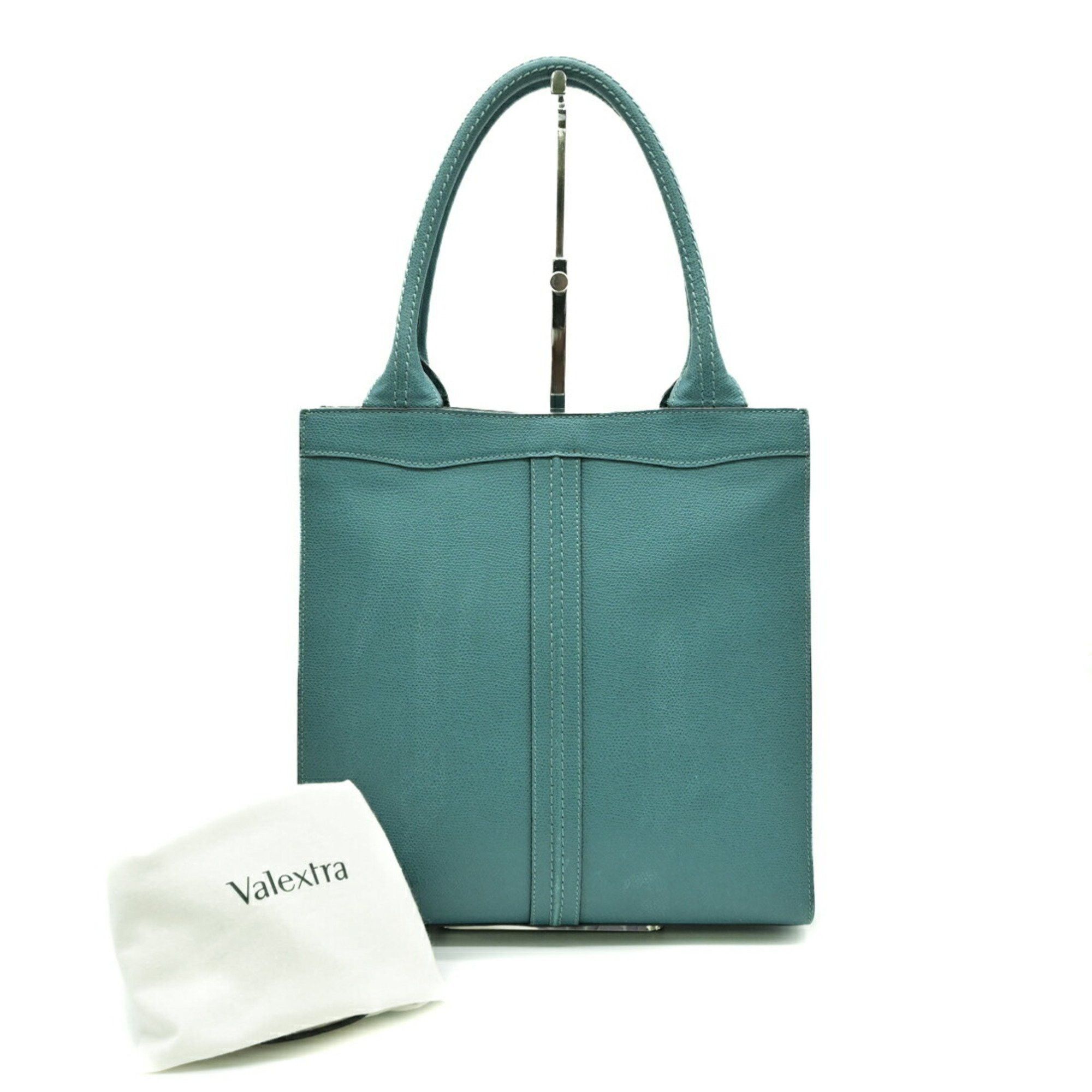Valextra Punch Small Tote Bag In Calf Leather, Blue, Women's