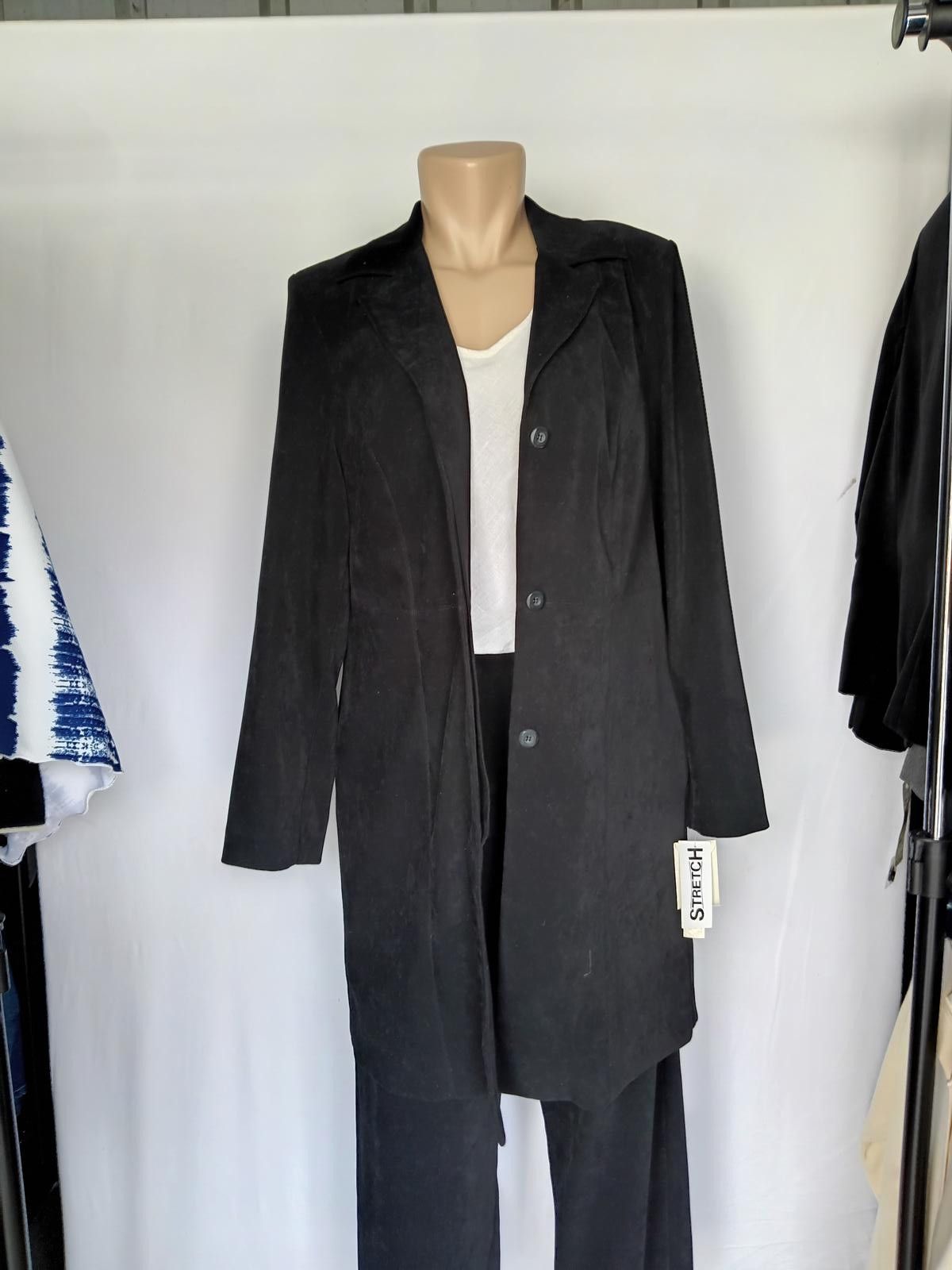 Designer Amanda Smith Petite Black Stretch Blazer Set Size L / US 10 / IT 46 - 1 Thumbnail