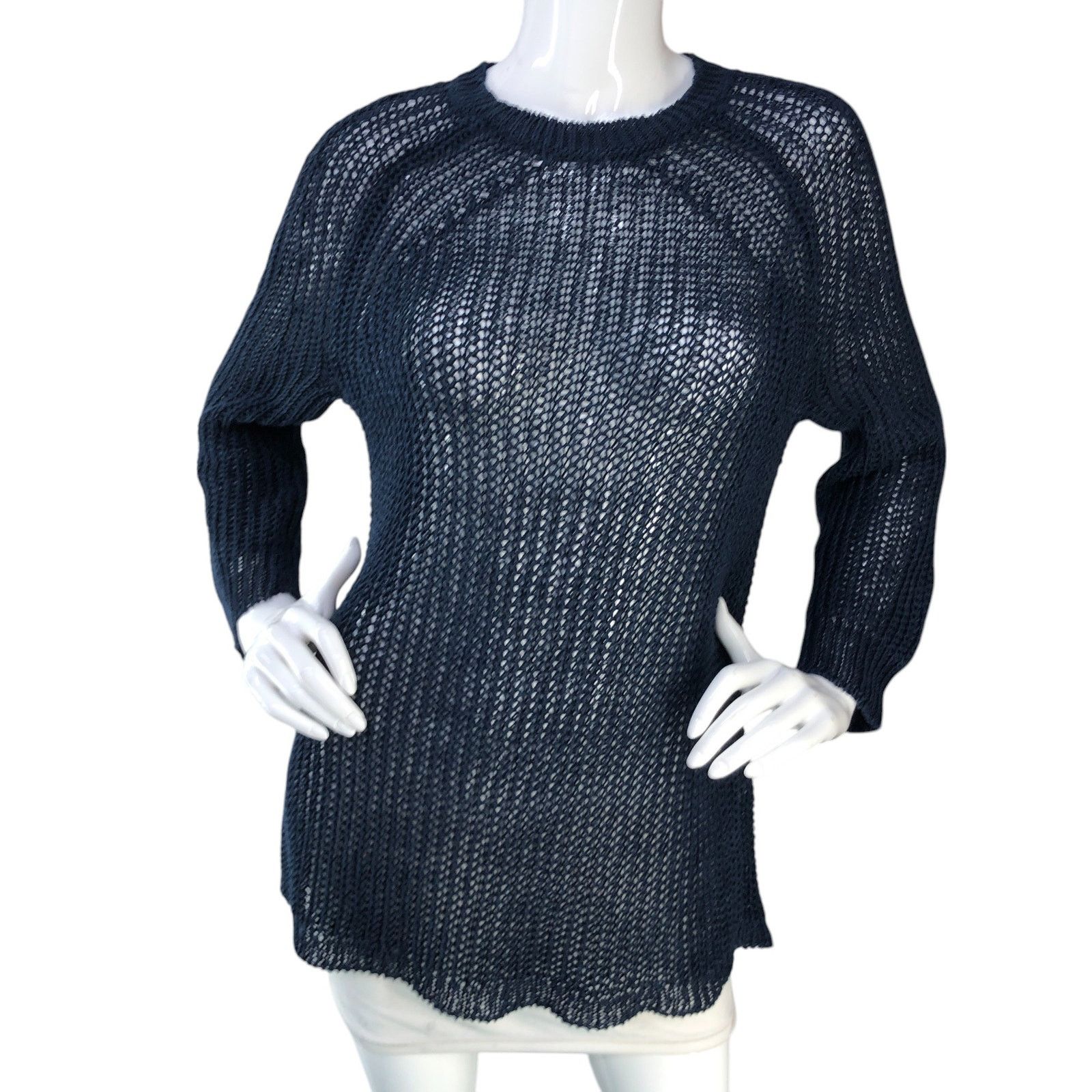 J.Crew J Crew Size S Sweater Relaxed Fit Linen Beach Open Knit Navy Size S / US 4 / IT 40 - 11 Thumbnail