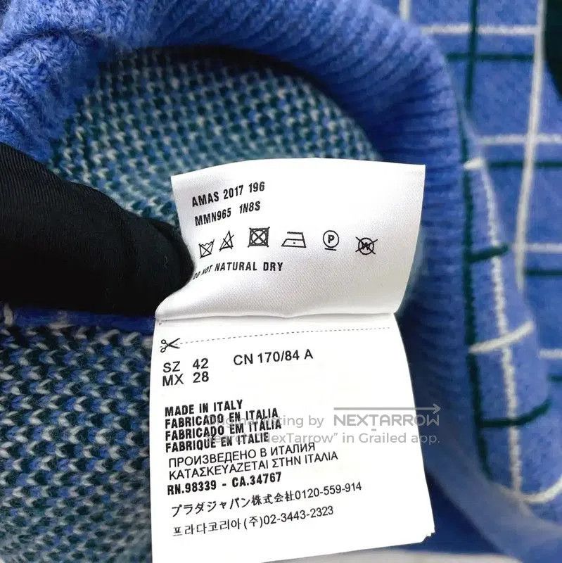 Miu Miu Miu Miu Blue Wool Check Short Sleeve T-Shirt . Size L / US 10 / IT 46 - 9 Thumbnail
