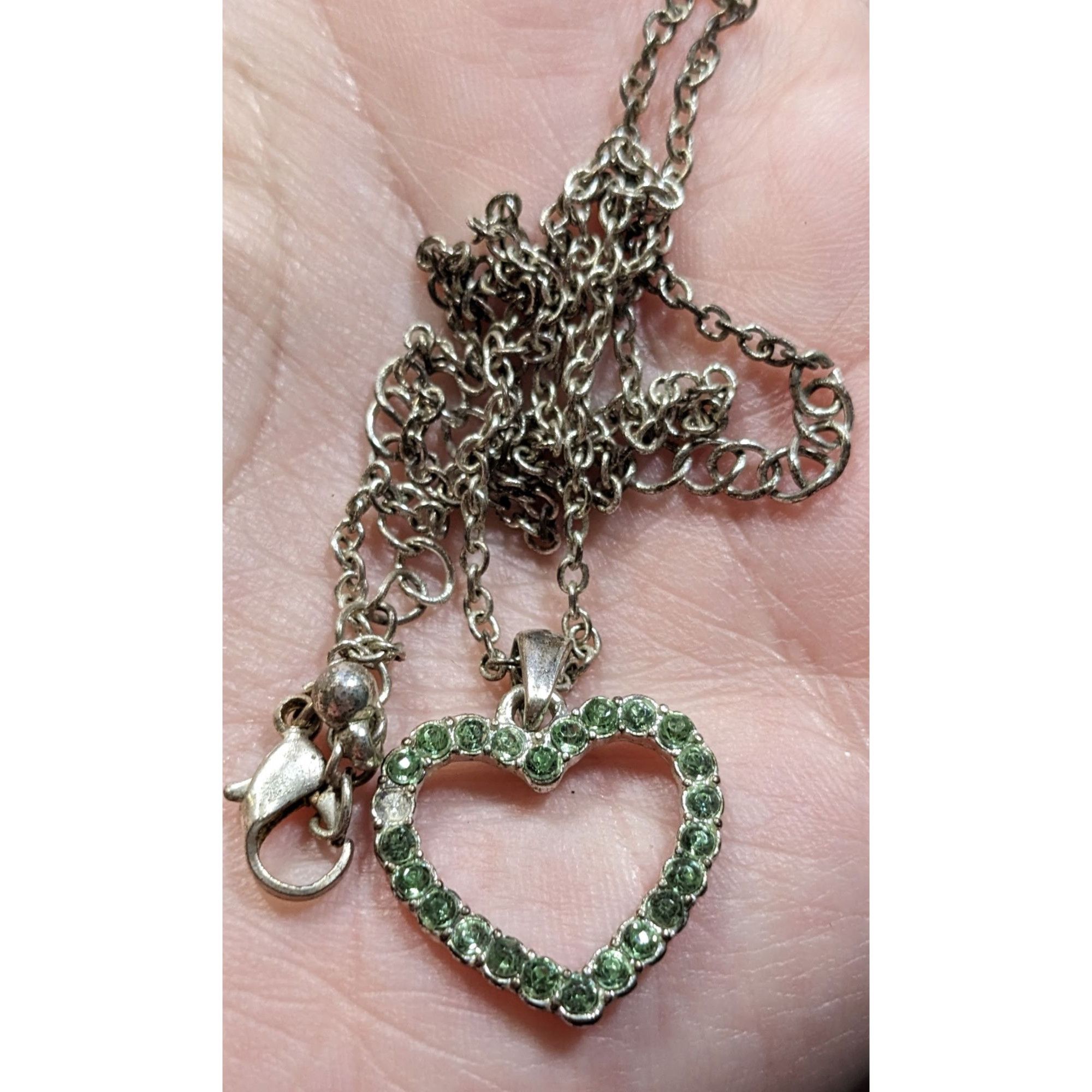Other Coquette Green Rhinestone Open Heart Pendant Necklace Size ONE SIZE - 5 Thumbnail