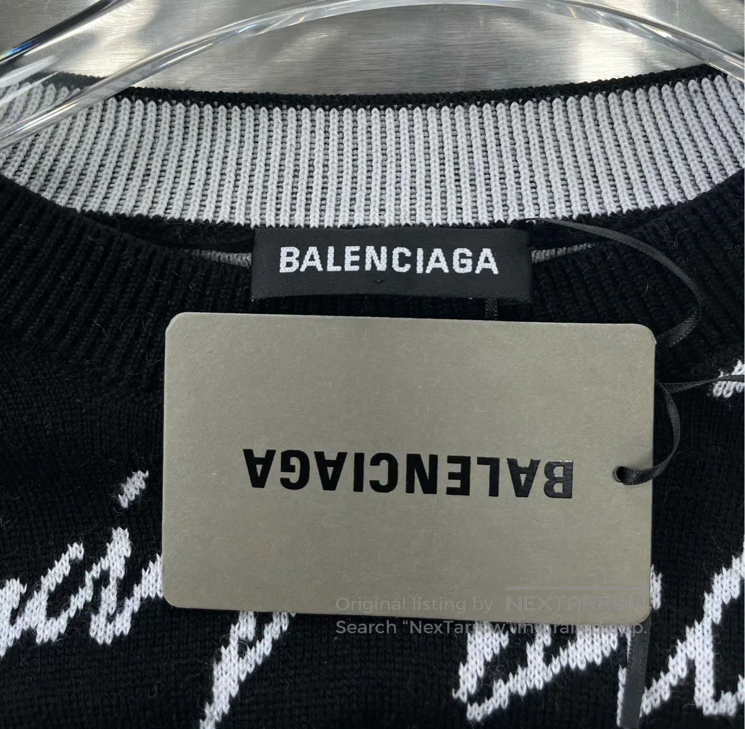 Balenciaga Balenciaga Black and White Barrage Cursive Full Logo Knit Size US S / EU 44-46 / 1 - 3 Thumbnail