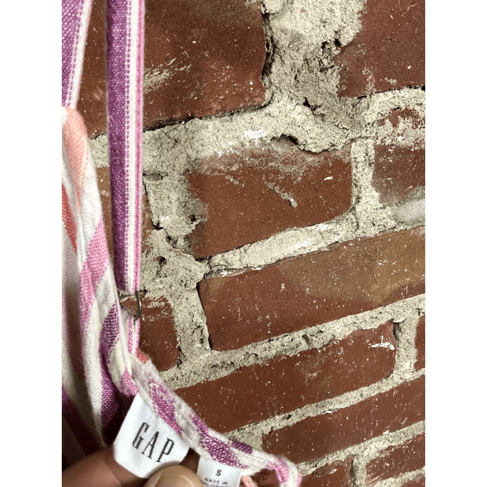 Gap GAP Sundress Womens S Pink Striped Linen Blend Back Button Strap Size S / US 4 / IT 40 - 2 Thumbnail