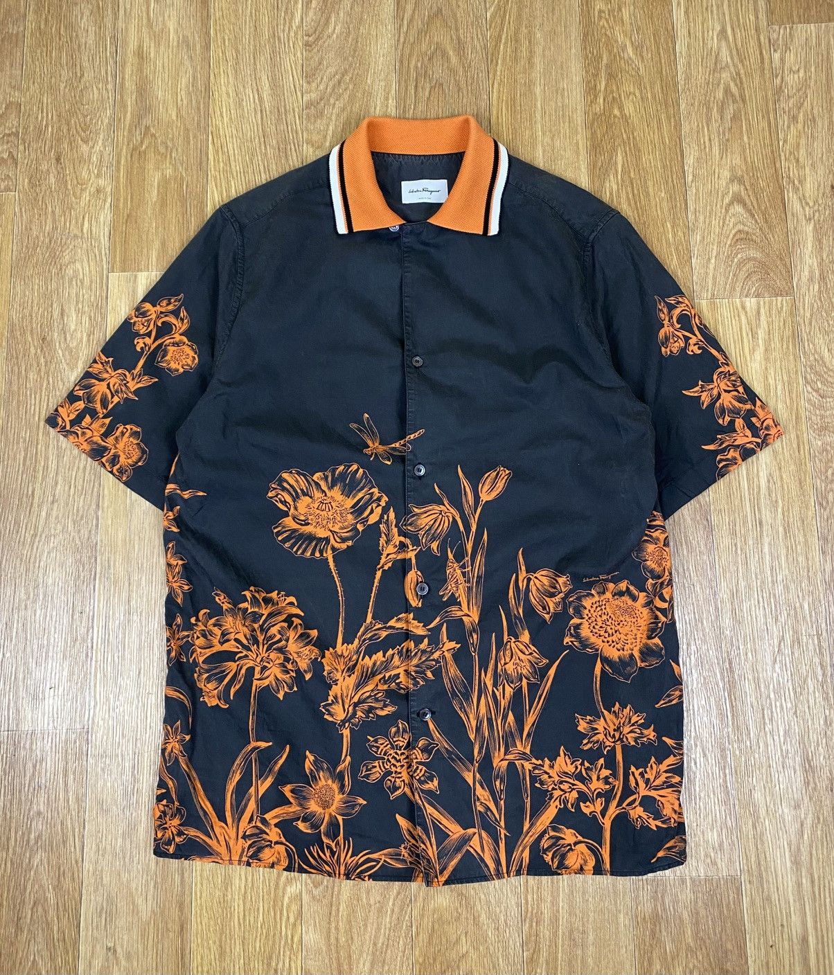 Salvatore Ferragamo Floral Print Short Sleeve Button Shirt