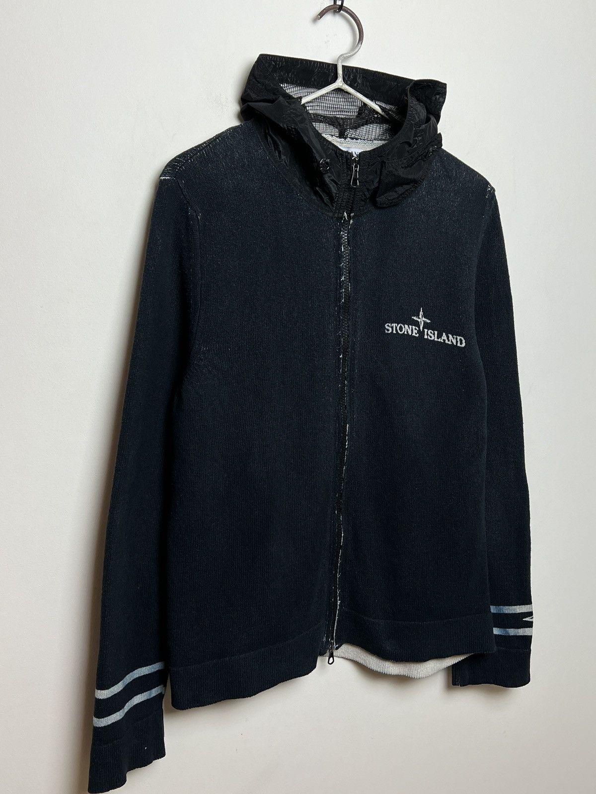 Stone Island stone island y2k navy cotton hoodie shimmer nylon hood Size US M / EU 48-50 / 2 - 11 Thumbnail