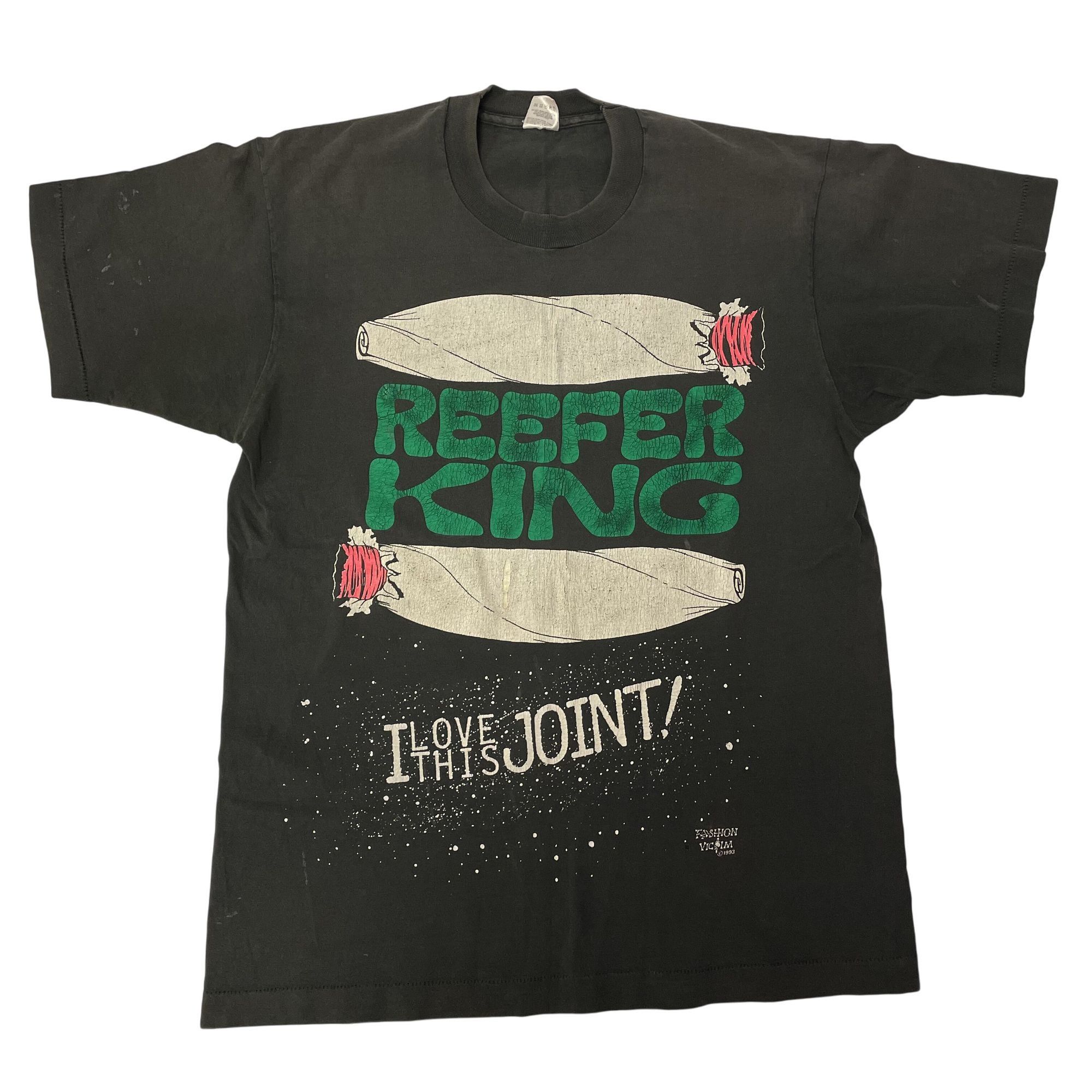 Fruit Of The Loom Vtg REEFER KING I Love This JOINT Pothead POT 1993 T Shirt Size US L / EU 52-54 / 3 - 11 Thumbnail