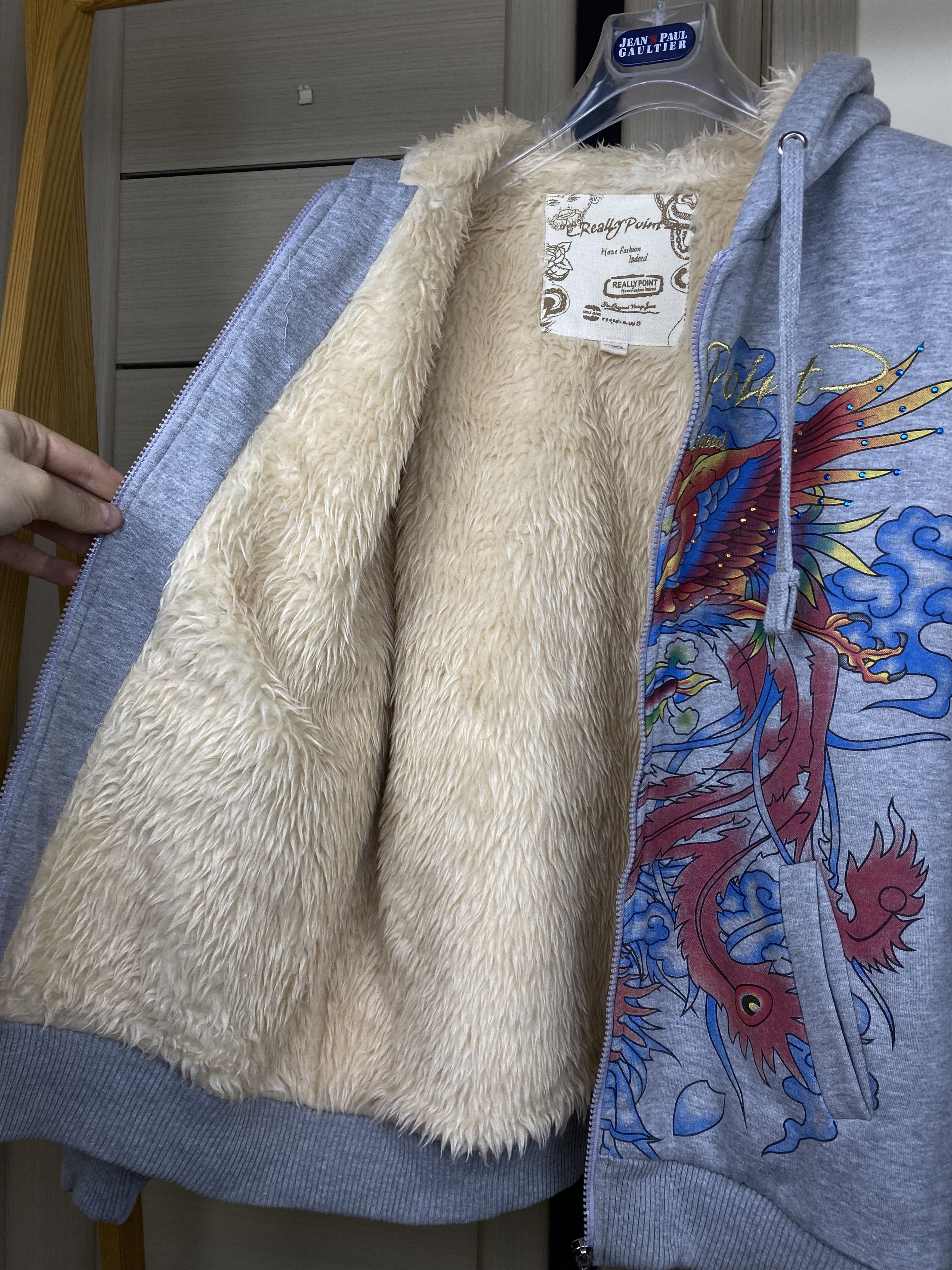 Christian Audigier Vintage Really Point Faux Fur Lined Zip Hoodie Like Ed Hardy Size US XXL / EU 58 / 5 - 14 Thumbnail