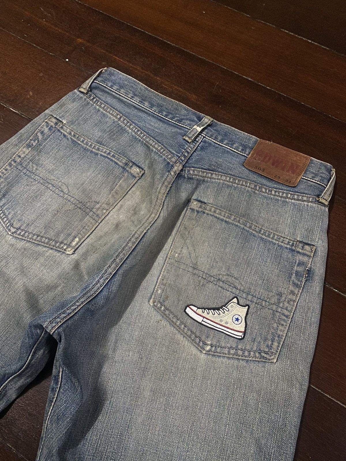 Edwin Vintage 90s Edwin 505 Selvedge Distressed Denim Jeans BAGGY Size US 32 / EU 48 - 15 Thumbnail