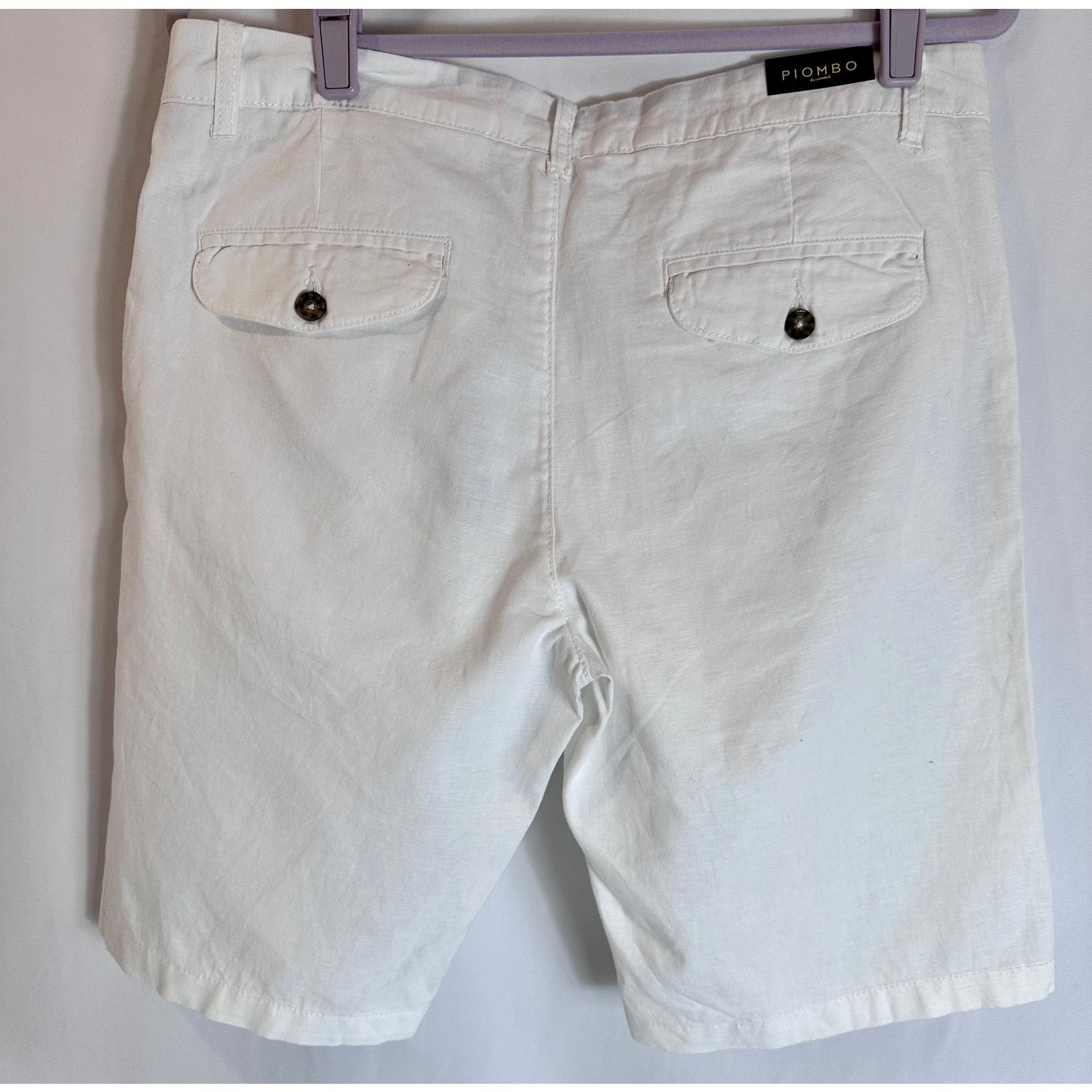 PIOMBO Piombo Stretch Cotton Chino Shorts White L Size US 32 / EU 48 - 11 Thumbnail