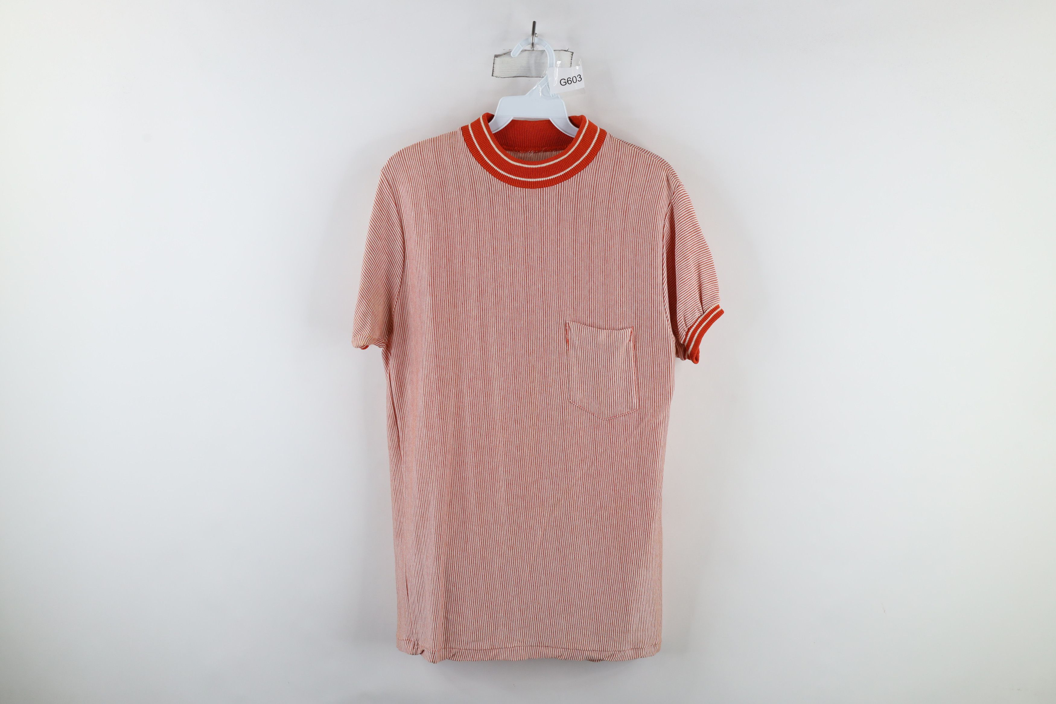 Vintage Vintage 50s 60s Streetwear Knit Ringer T-Shirt Orange Size US M / EU 48-50 / 2 - 1 Thumbnail