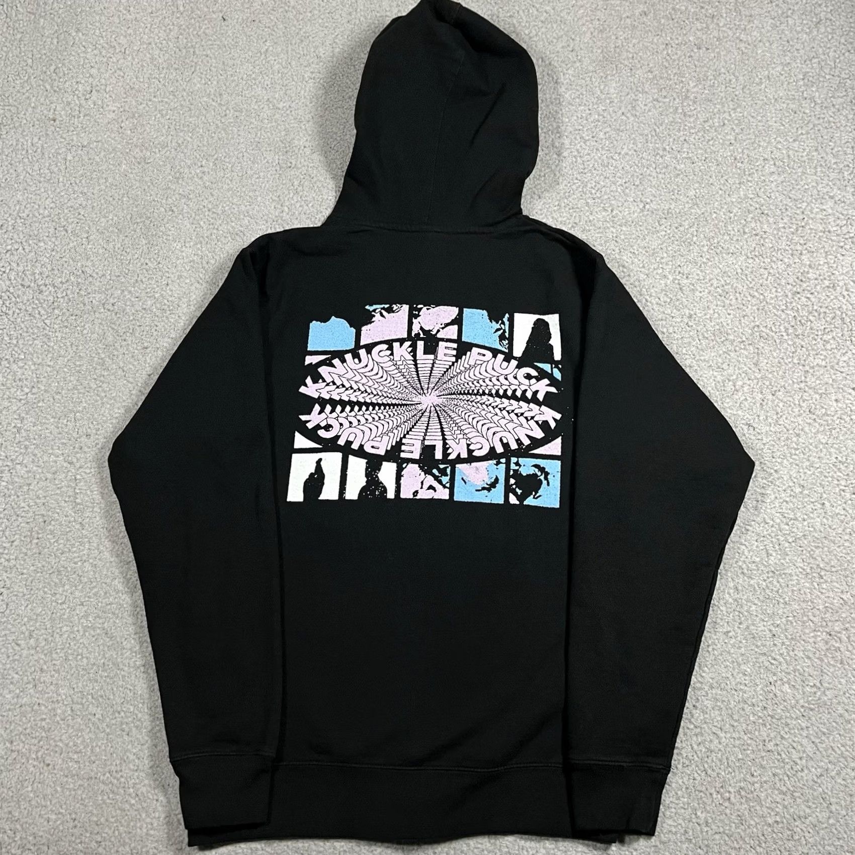 Vintage Knuckle Puck Hoodie Mens Small Sweatshirt Graphic Print Pullover Hooded Black Long Sleeve Rock Punk Emo Concert 90s Theme Mens Size US S / EU 44-46 / 1 - 2 Thumbnail