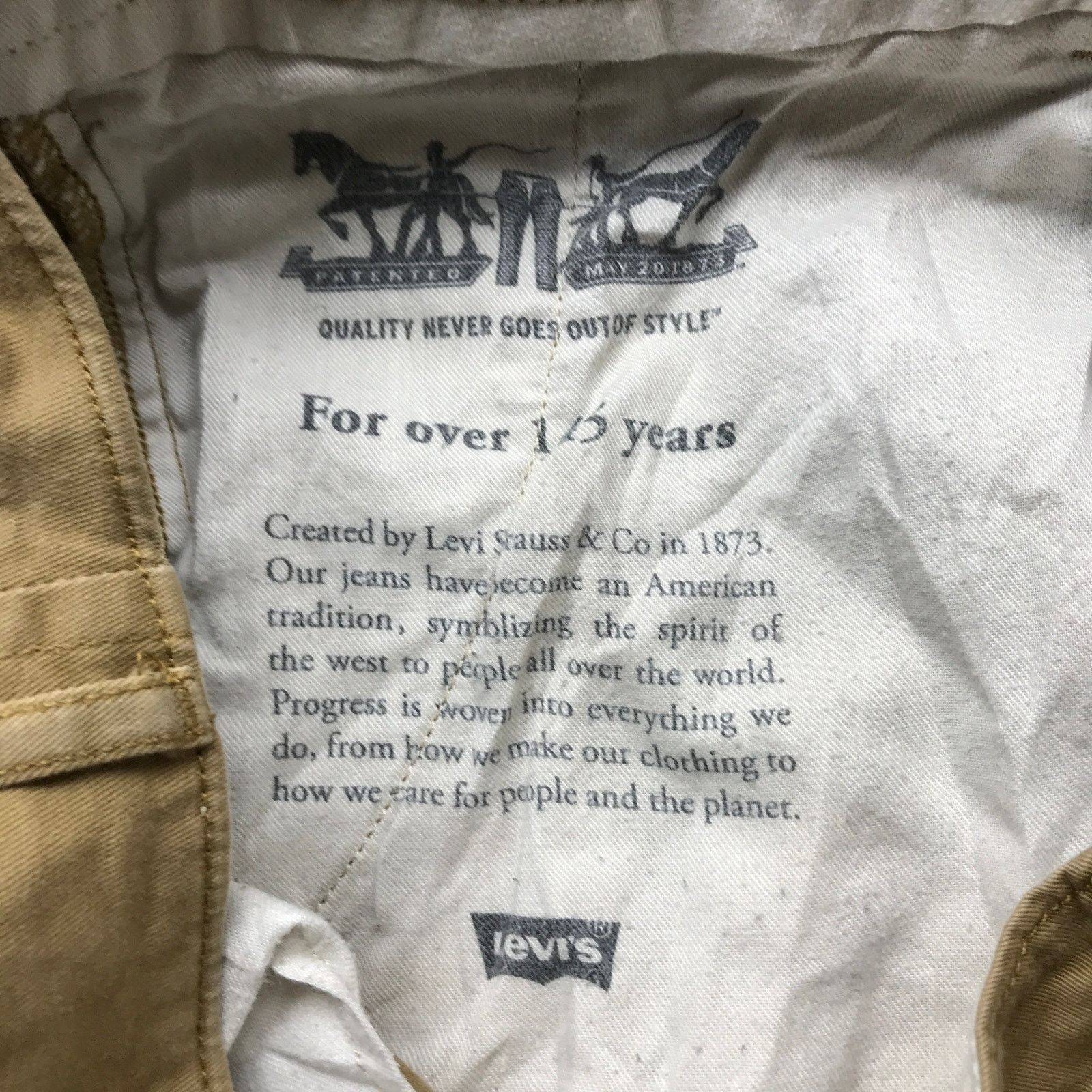 Levi's Levis Strauss Khaki Pants Mens 32x34 Straight Fit Beige Size US 32 / EU 48 - 6 Thumbnail