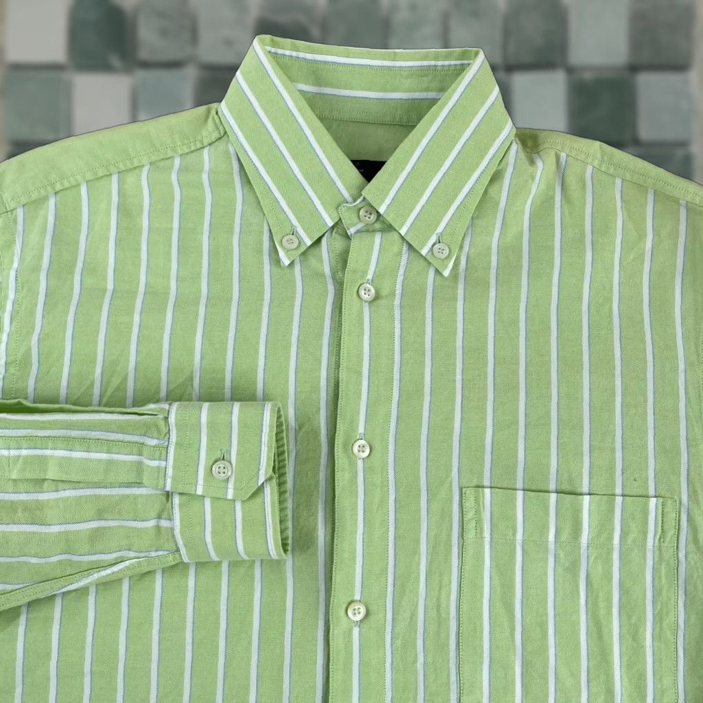 Ermenegildo Zegna Ermenegildo Zegna Sport Shirt Men Medium Green Striped Long Sleeve NWOT 75 Size US M / EU 48-50 / 2 - 1 Thumbnail