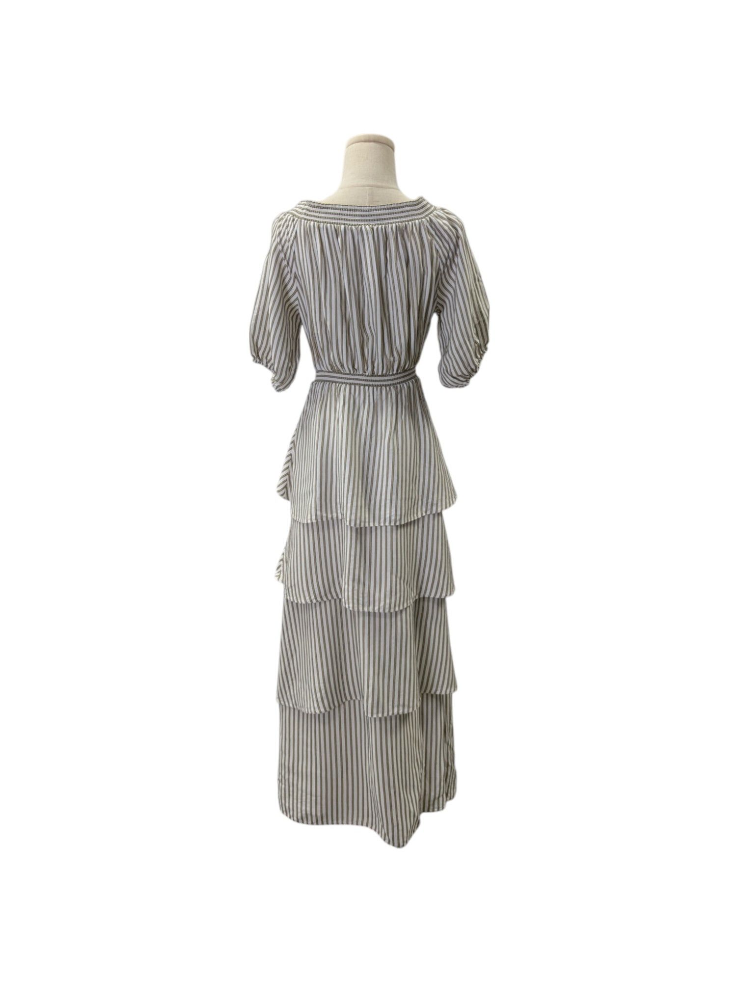 Maje Striped One-Piece Ruffled Asymmetric Dress Size XS / US 0-2 / IT 36-38 - 2 Thumbnail