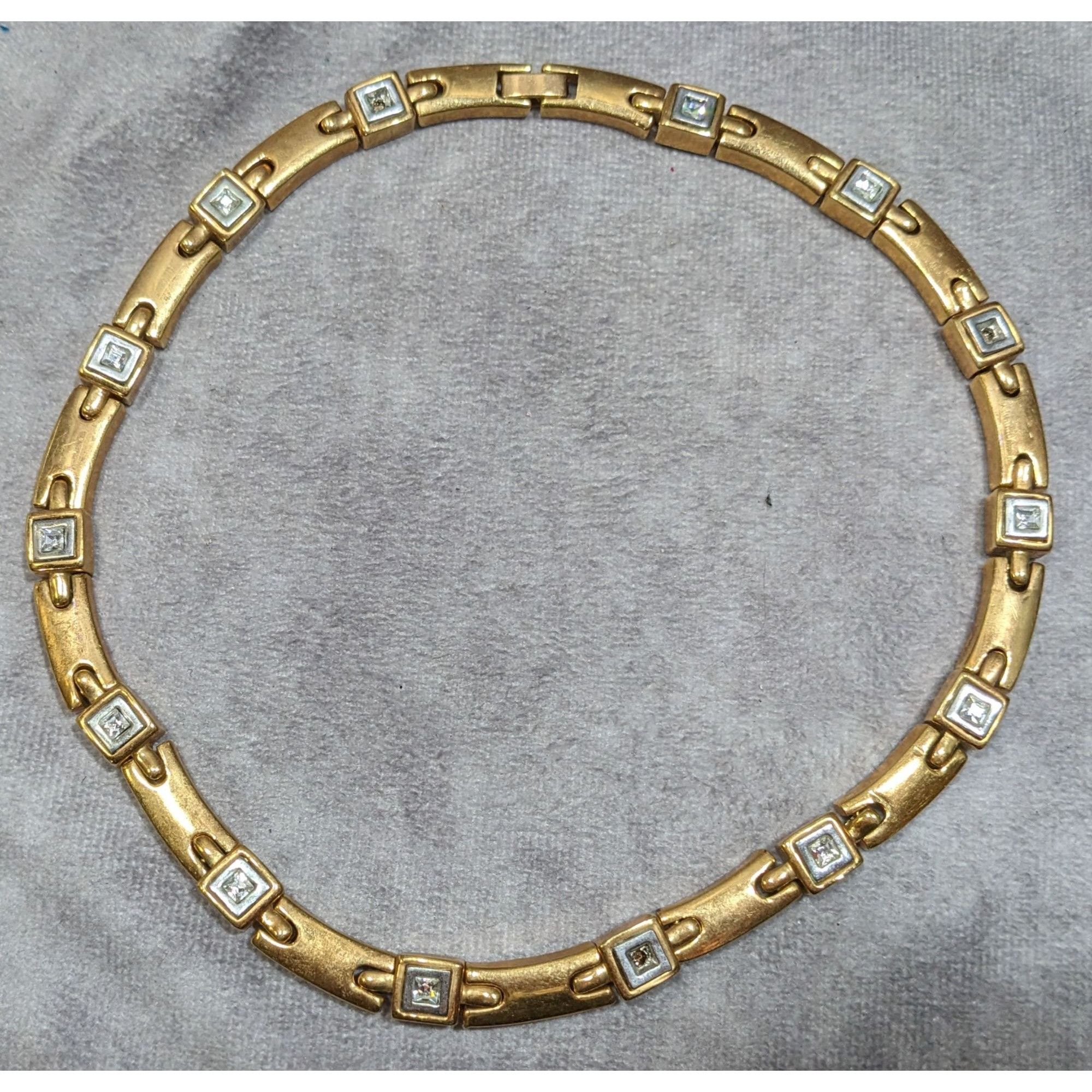 Other Vintage Elegant Stylized Link Chain Necklace With Rhinestone Size ONE SIZE - 9 Thumbnail