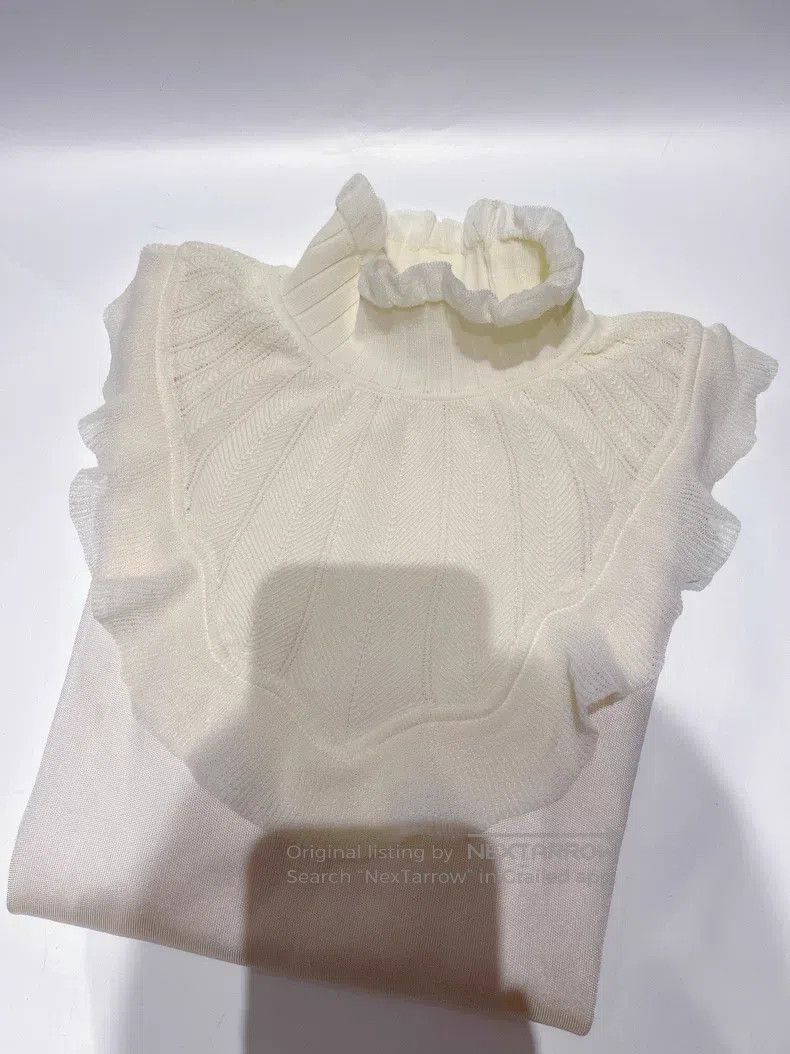 Hermes Hermes Beige Ruffle Knit Top Size XS / US 0-2 / IT 36-38 - 5 Thumbnail