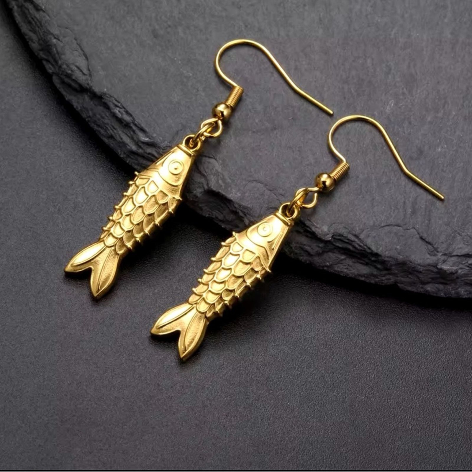 Other 18k Gold Plated Fish Stud Earrings for Women Size ONE SIZE - 1 Thumbnail