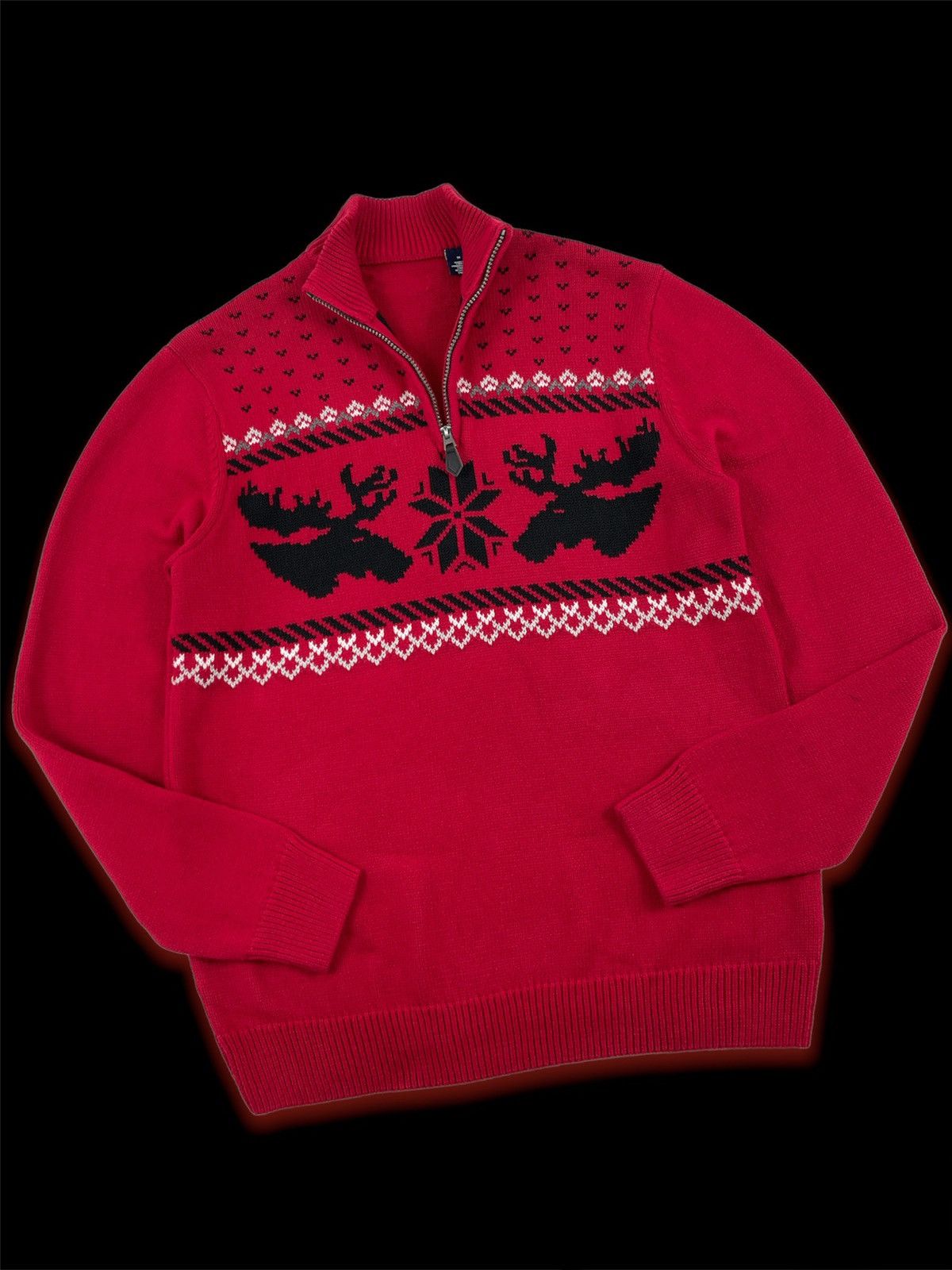 Denim & Supply Ralph Lauren × Polo Ralph Lauren × Ralph Lauren Vintage Moose Deer 1/4 Zip Mock Neck Jumper Pullover Sweater Size US M / EU 48-50 / 2 - 4 Thumbnail