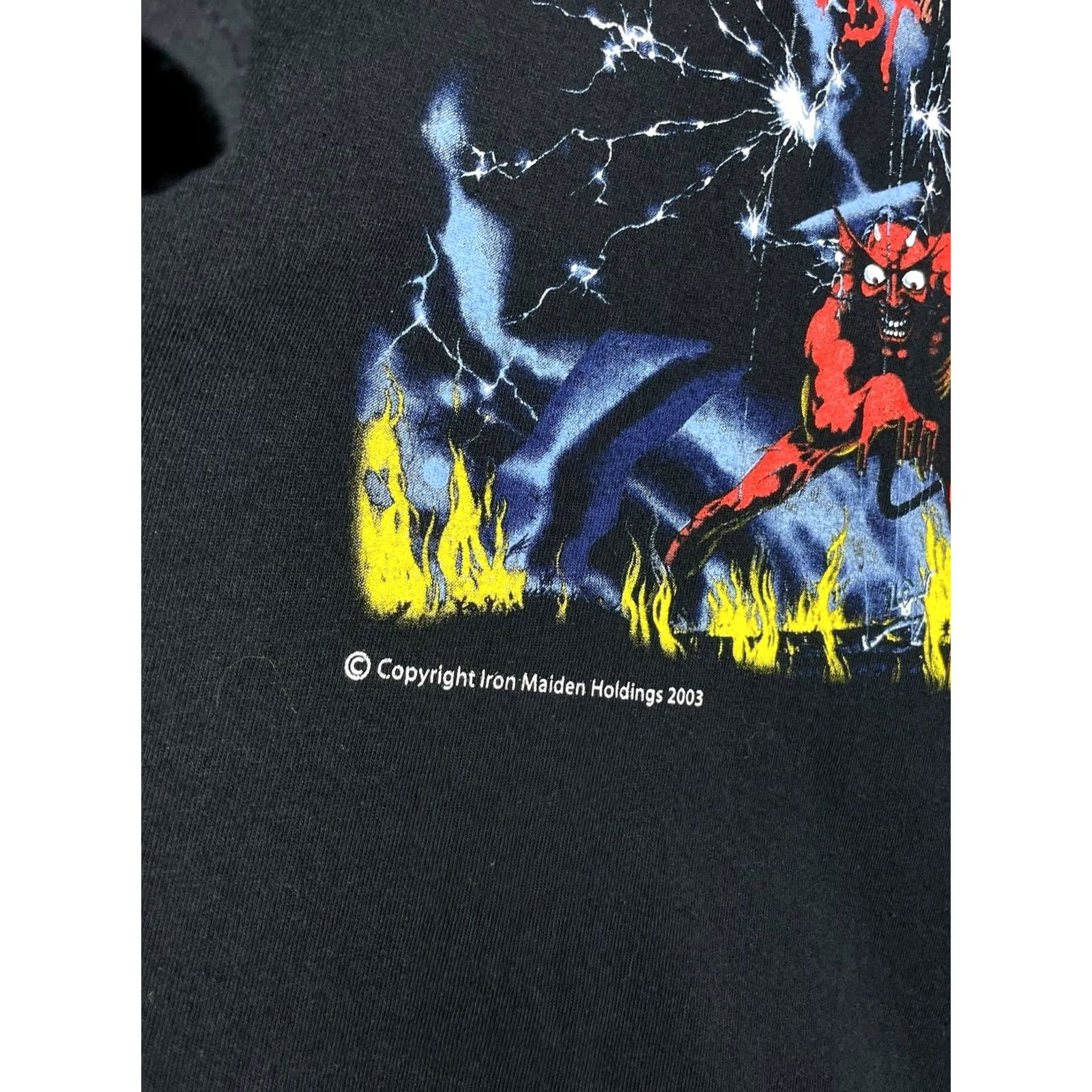 Vintage VINTAGE Iron Maiden T-Shirt 2XL Black Cotton Graphic Print Crew Neck Short Sleeve Mens Rock Band 2003 The Number Of The Beast Size US XXL / EU 58 / 5 - 4 Thumbnail